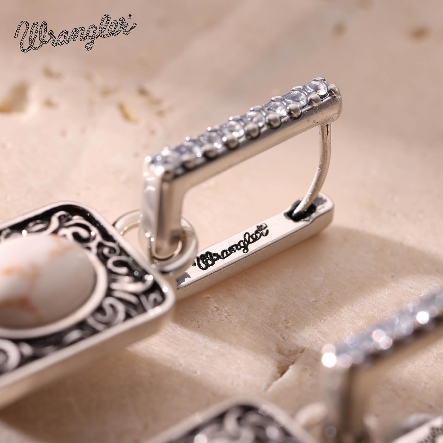 Montana West x Wrangler Natural Gemstone Dangle Hoop Earrings for Women Gold Plated - Image 6