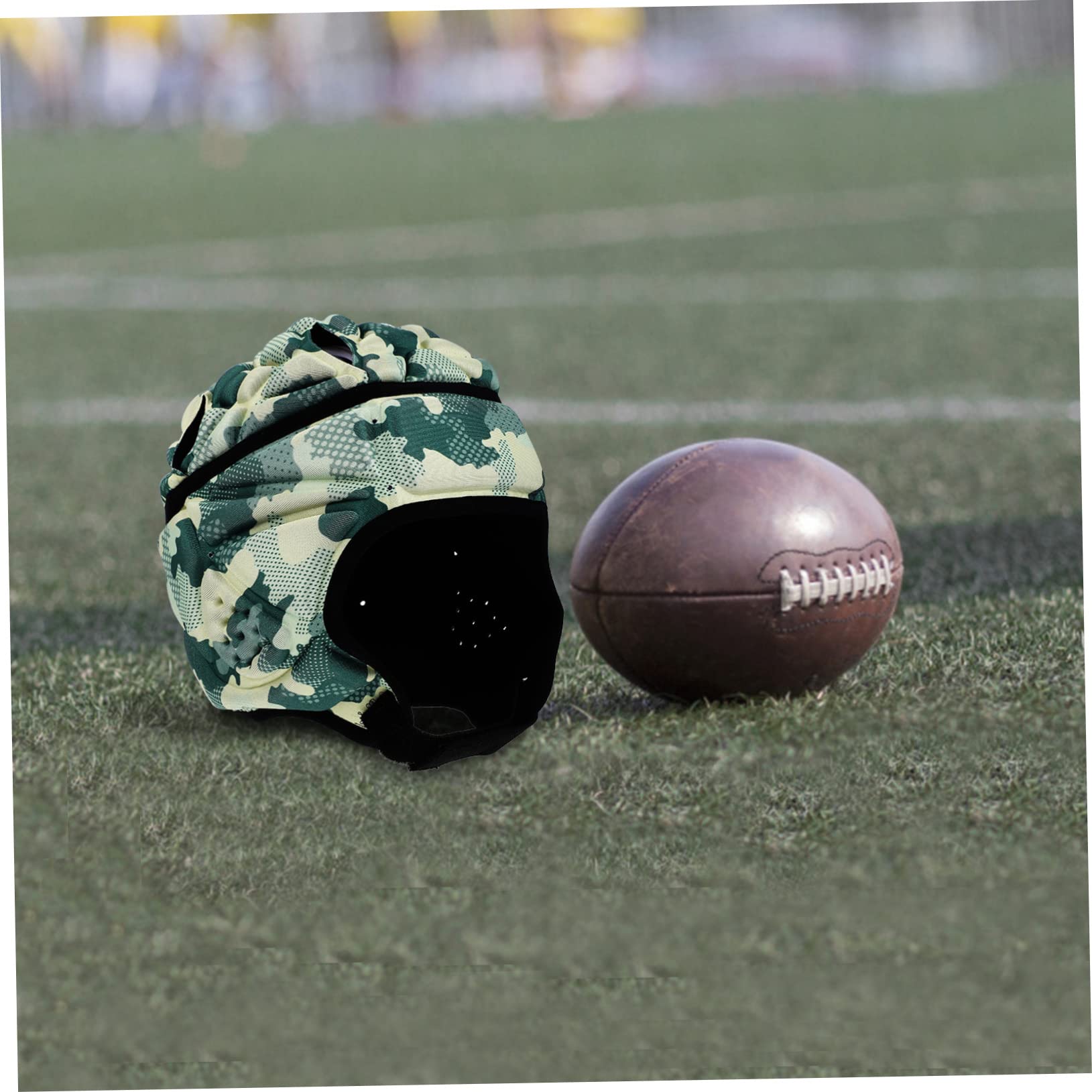 BESPORTBLE 4pezzi Casco Protettivo Per Calcio e Rugby Copricapo Imbottito Con Protezione Auricolare Per Ragazzo Ragazza e Giovani Mimeticato Accessorio Sicuro Per Sport Di Squadra