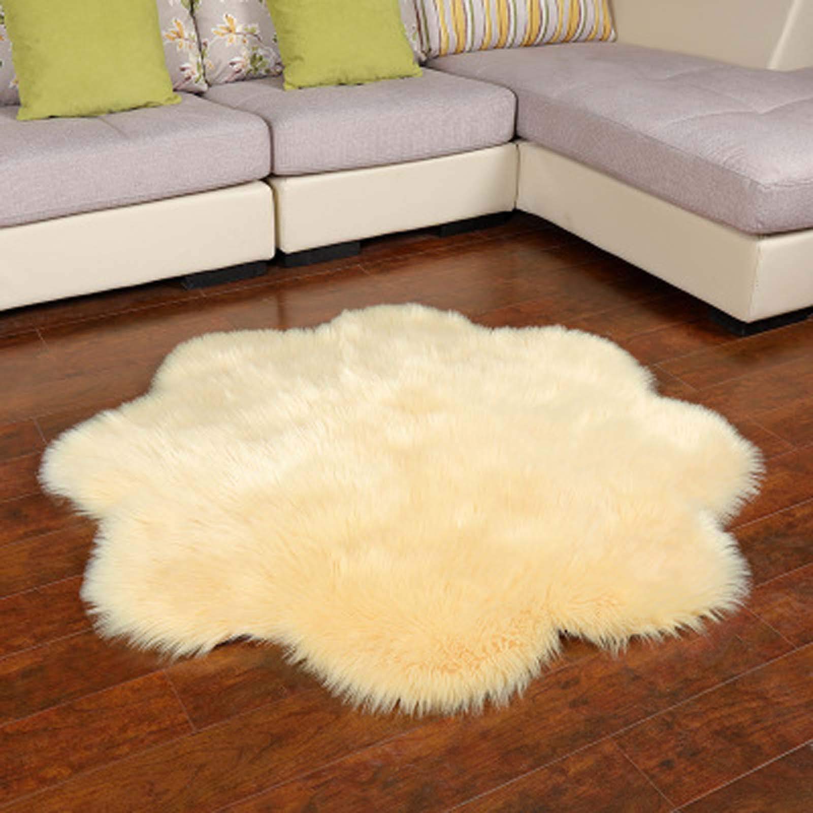 Tappeto soffice in Finta Pelliccia di Pecora 60x60 cm, Lussuoso Tappeto Morbido e Peloso per cameretta, Camera da Letto, Comodino, Soggiorno, Ufficio, Decorazione per la casa.