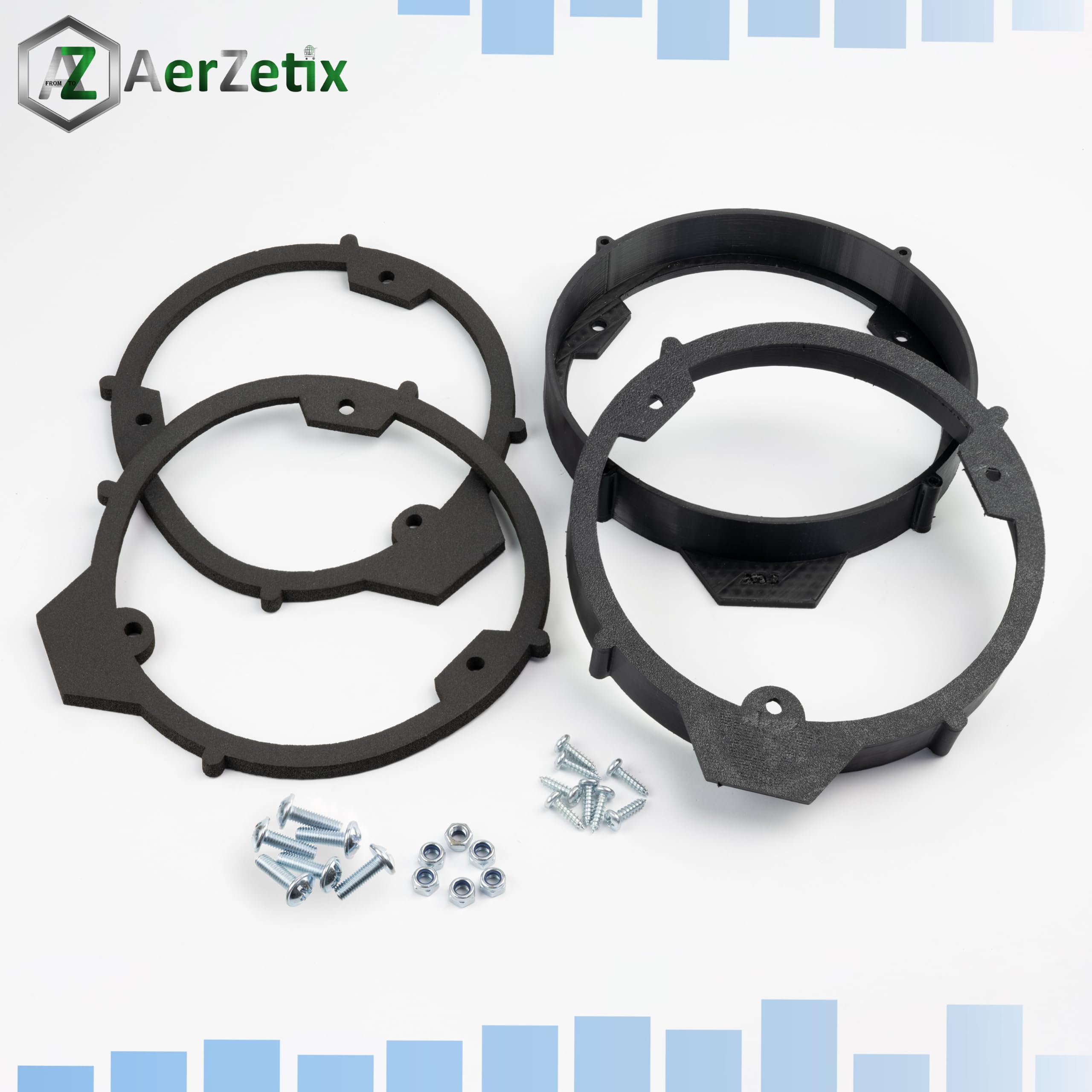 AERZETIX - Juego de 2 adaptadores/Soportes para Altavoces Ø165mm | Compatible con Mercedes A-Class W176, CLA W117 (Puertas Delanteras y traseras) y E-Class W212 (traseras)