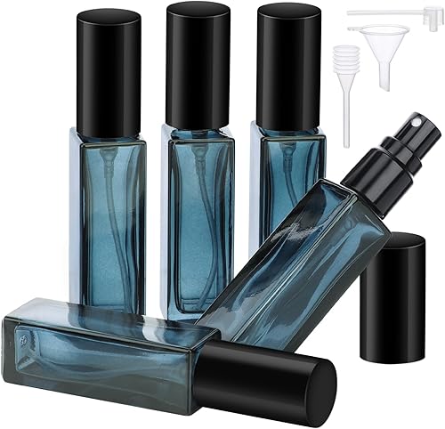 Segbeauty Botellas de perfume de vidrio, paquete de 5 botellas de perfume recargables de 0.3 fl oz (0.3 fl oz), portátil, a prueba de fugas, botella