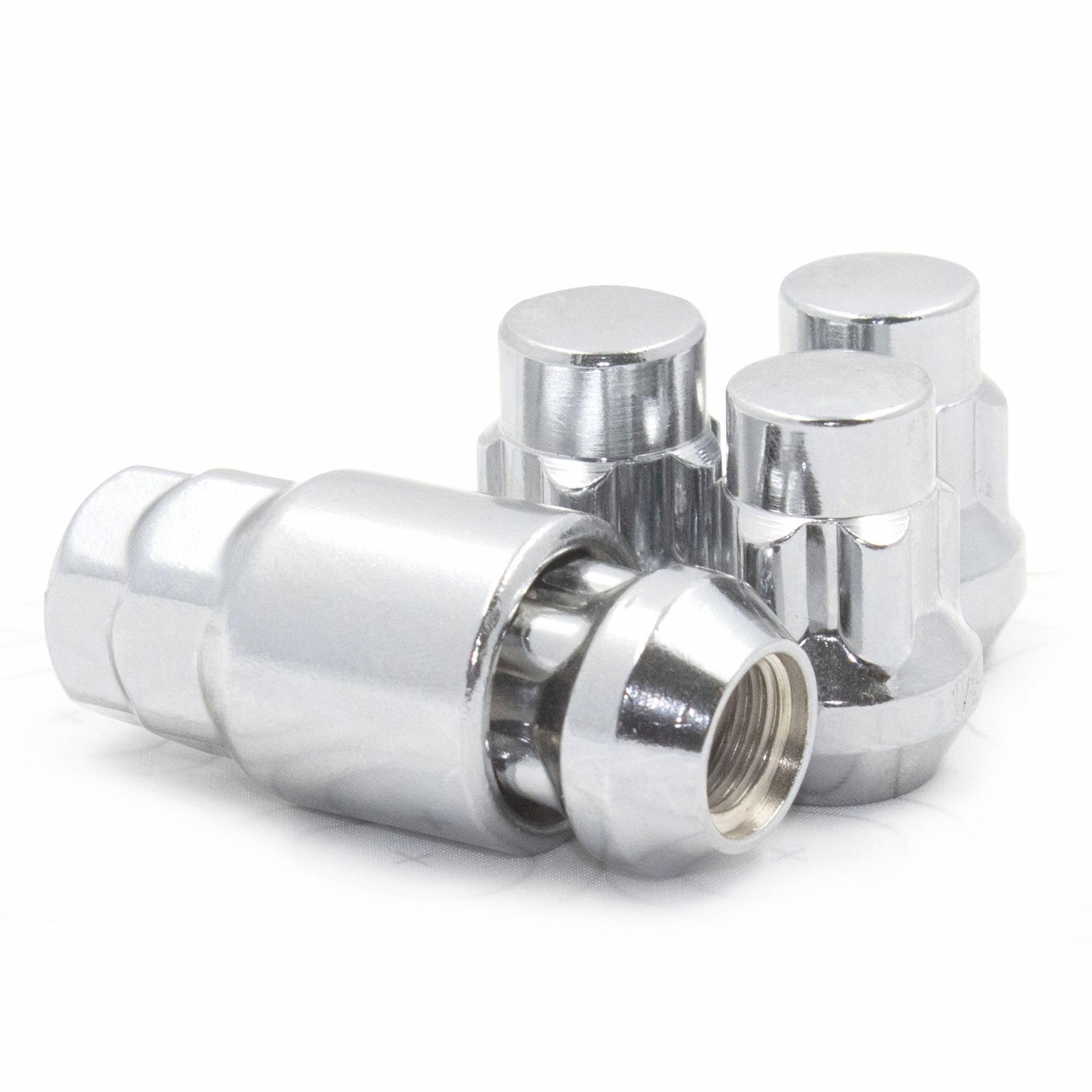 Wheel Accessories Parts M12x1.5 12x1.5 Thread Closed End Bulge 1.38" Long Wheel Lock Chrome Dual Hex Key 13/16" and 3/4" Fits Honda Civic Accord ｜ Hyundai Kia Passenger Cars