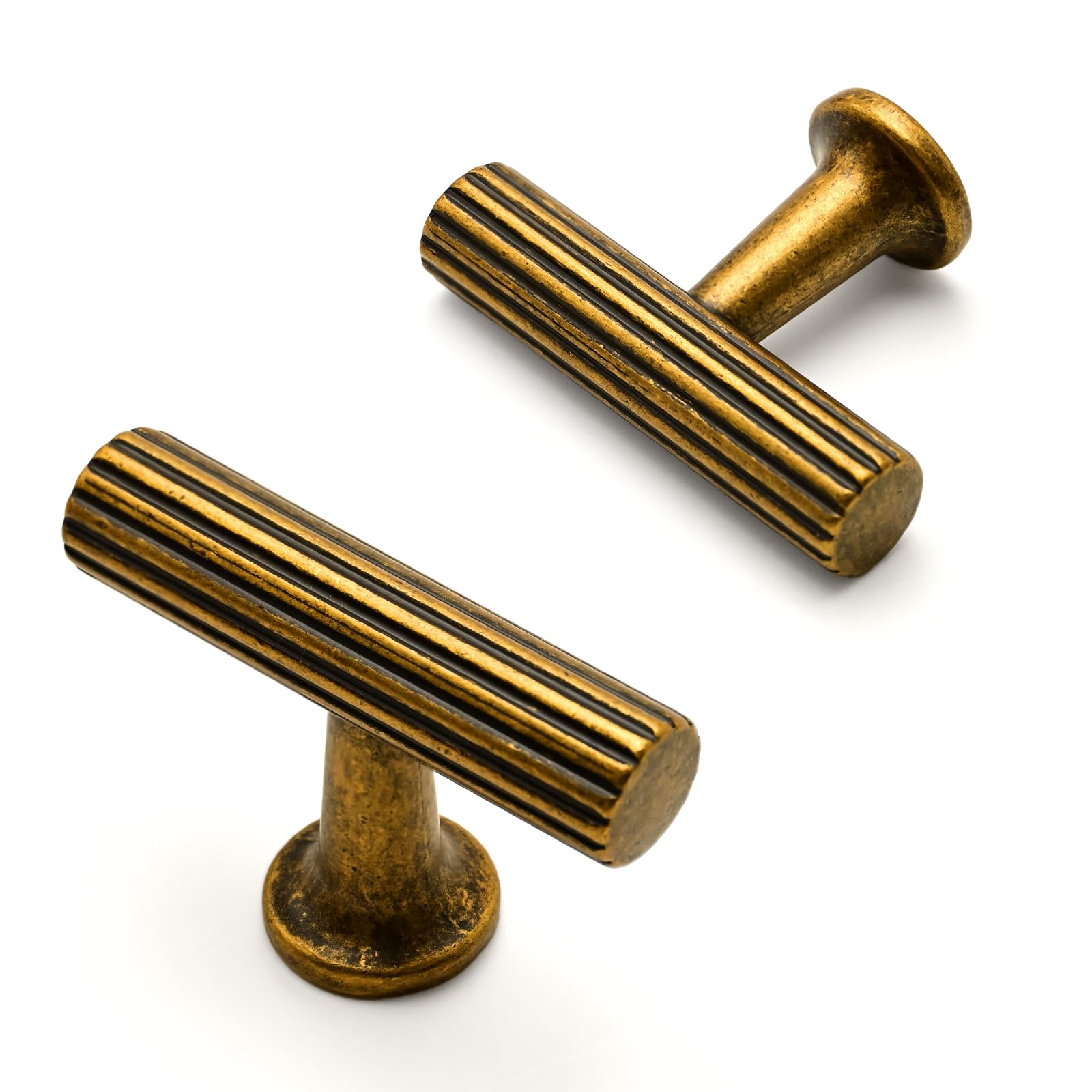 Asimerdeco 10 Pack Antique Brass Cabinet Knobs 45mm Kitchen Solid Zinc Alloy Drawer Knobs