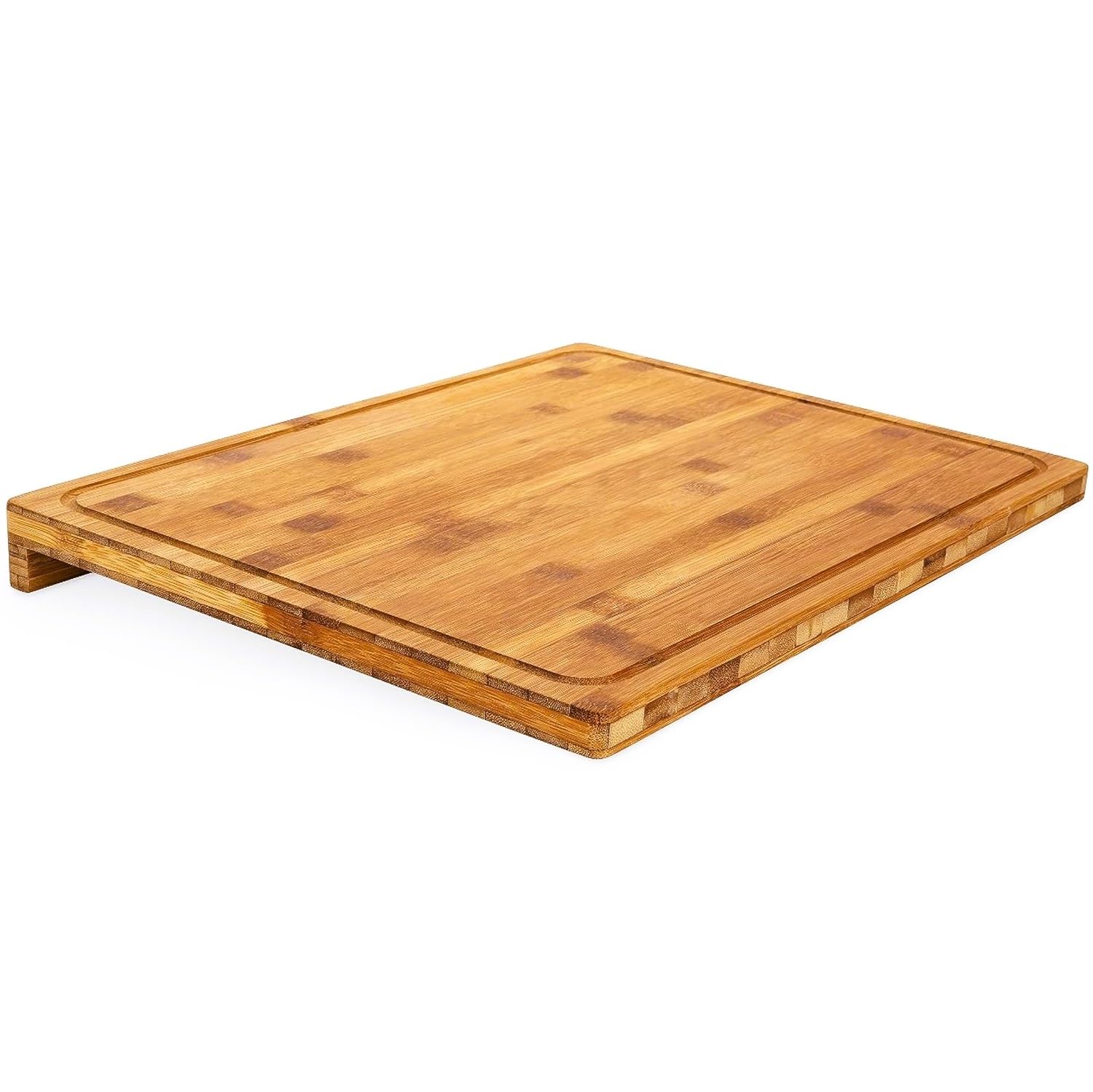 Tabla de Bambú para Cortar en Cocina. Bandeja de Madera para Borde de encimera para Picar, Trocear y Servir 45x35x4,5cm