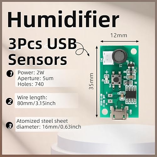 Miniatura 2 de Módulo humidificador USB, módulo de pulverización USB, módulo de atomización de placa de circuito de 5V, placa de atomización, módulo de atomización