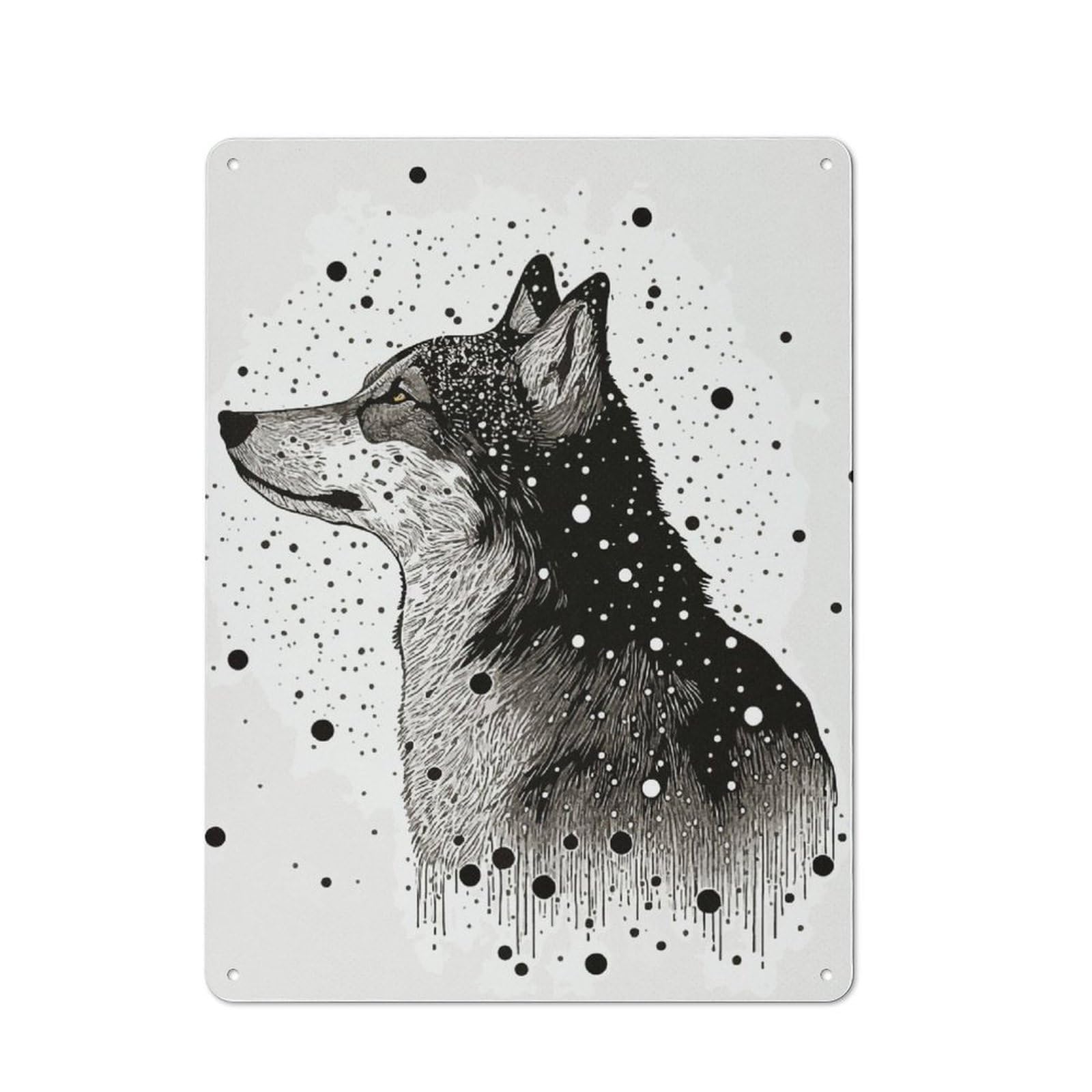 Drawing Wolf Metal Tin Sign for Pet Owners, Birthday, Christmas Or Housewarming Gift, 40x30cm