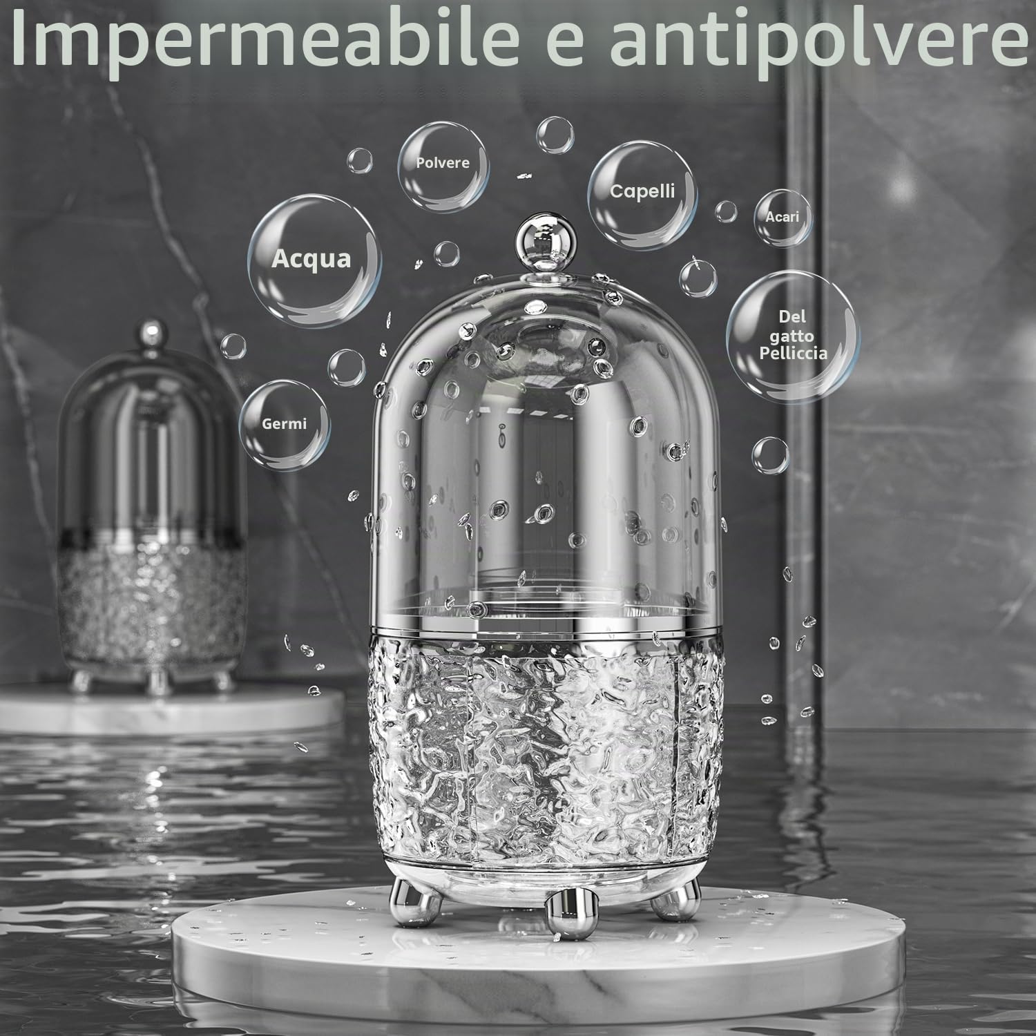 CHIRISEN, porta-pennelli per trucco con coperchio, organizer per cosmetici girevole a 360° con protezione antipolvere, ideale come regalo per fidanzata, moglie o amiche (trasparente)