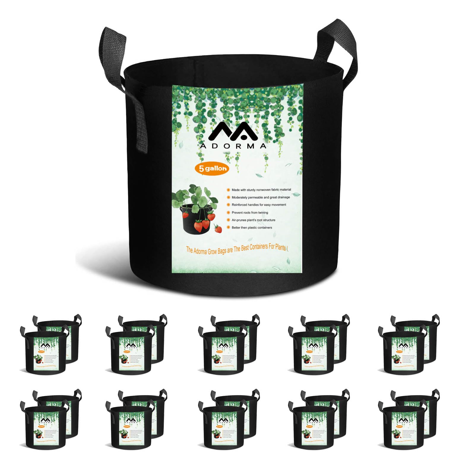 ADORMA 20-Pack 5 Gallon Grow Bags