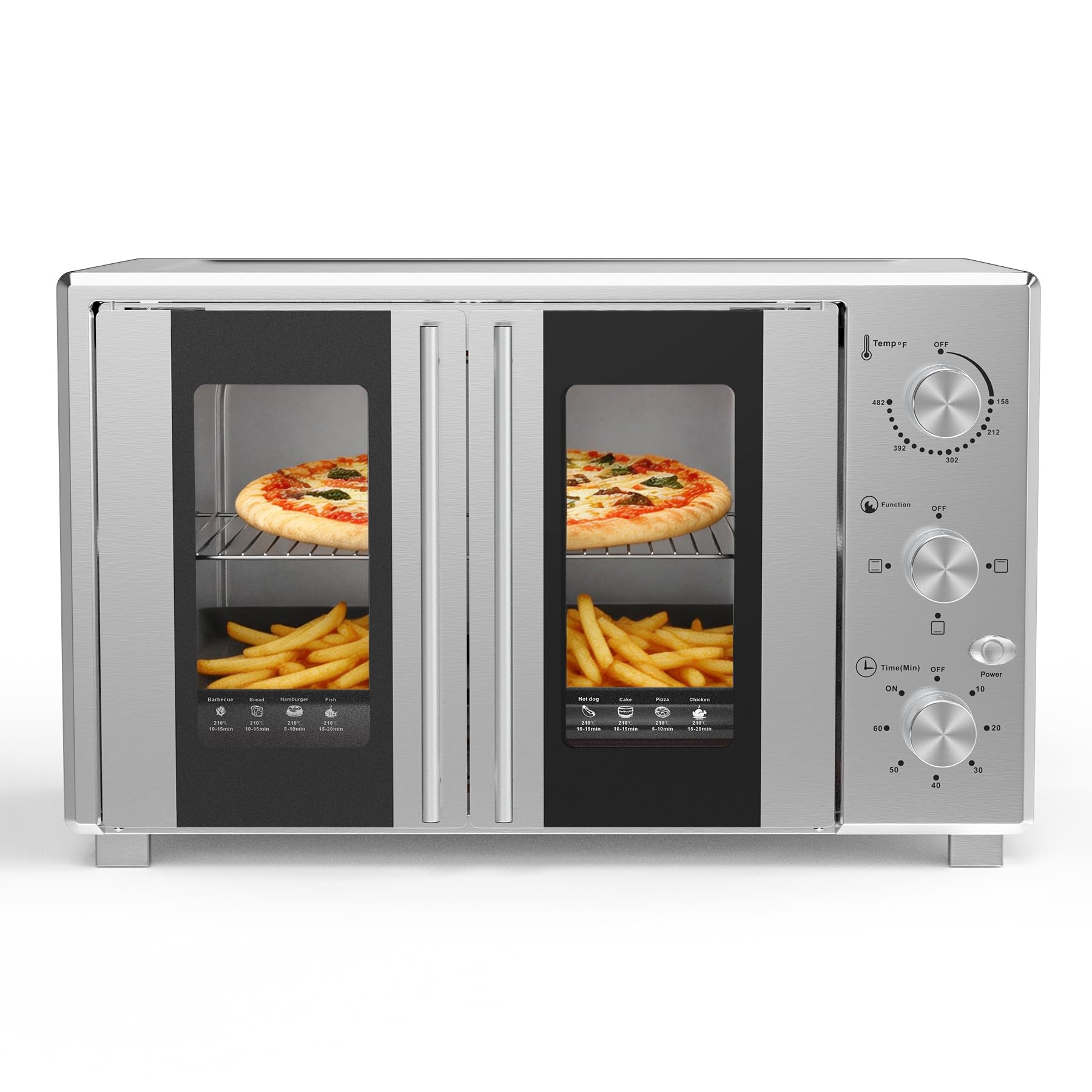 VBGK Forno Elettrico Ventilato, 1600W Griglia Inox, Timer 60 Minuti