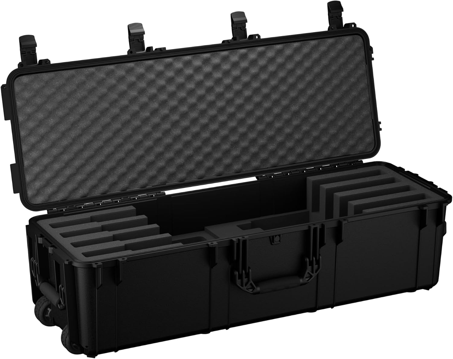 Condition 1 45" Tactical Rifle Waterproof Hard Case w/Wheels & Pre-Cut Foam, 4 Slots, Lockable, IP67-Rated Waterproof, TSA Approved Storage Trunk with Compartments – Black, Made in USA, Model 2191
