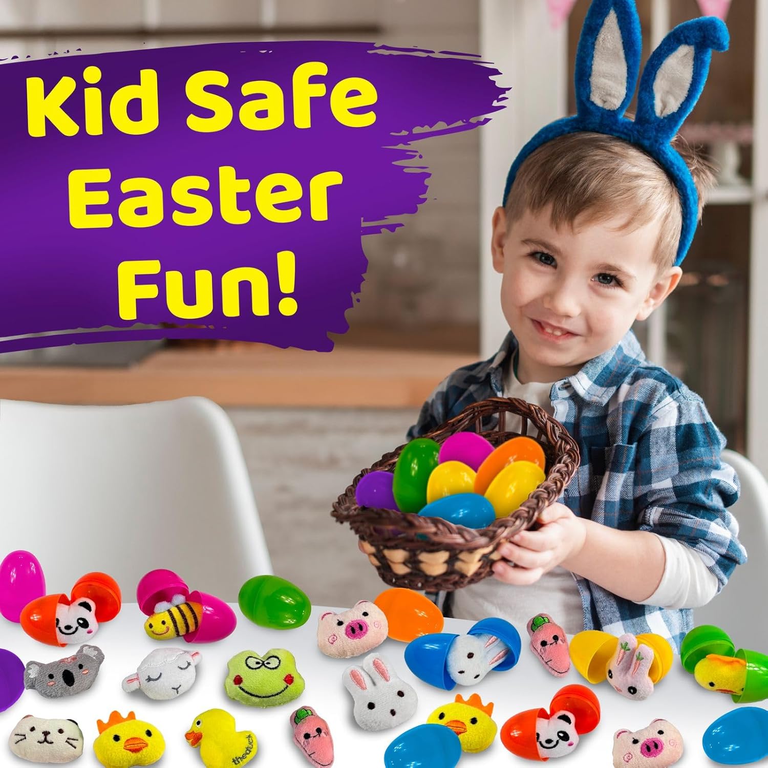 stargo 36 Pack Colorful Prefilled Easter Eggs bulk with Mini Plush Easter toys - Plastic easter Eggs with plushies for Easter Basket stuffers, Easter Gifts, Egg Hunts Party Decorations Goodie Bags - Image 4