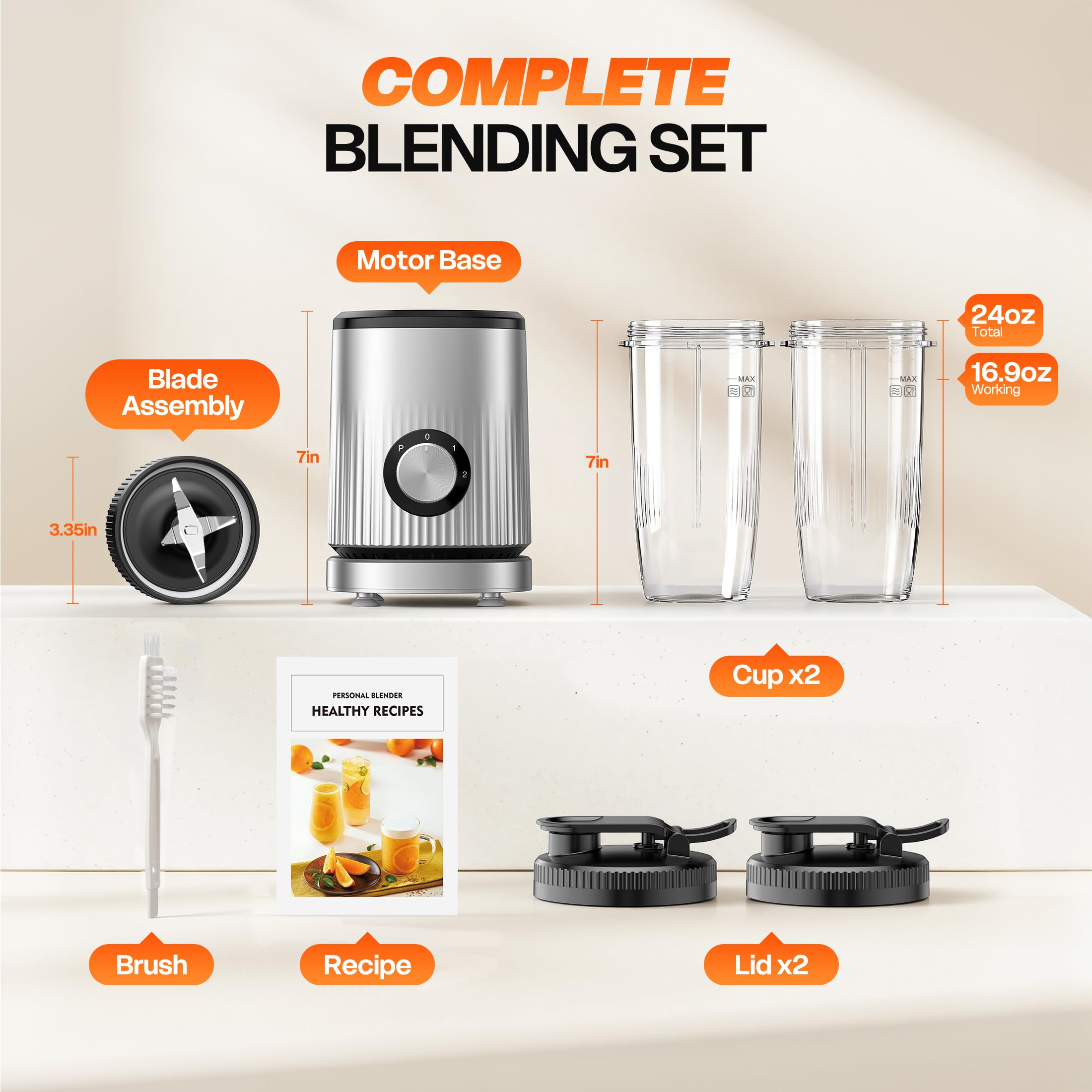 Turelar Mixer für Smoothies, tragbarer persönlicher Mixer für Shakes und Smoothies für die Küche mit 630 ml tragbaren Bechern und zusätzlichem Deckel, Smoothie-Maker Mixer für Säfte, Babynahrung