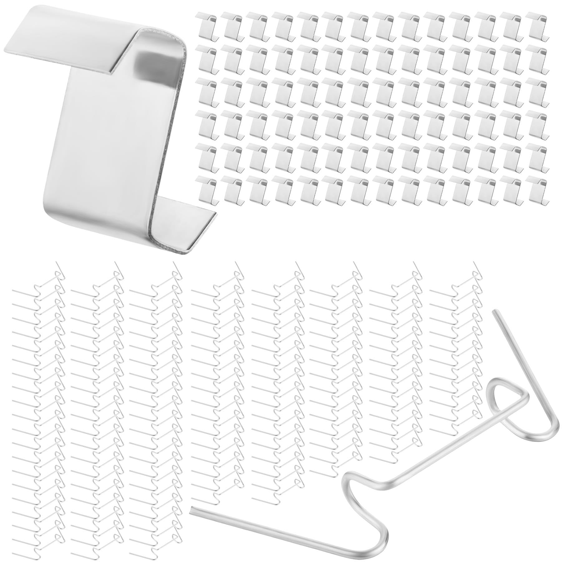 Elekee Silver Pack Of 100 Greenhouse Glass Clips - Includes 50 Galvanised W Clips And 50 Stainless Steel Z Clips For Greenhouse Glass | Accessories, Fittings And Spares