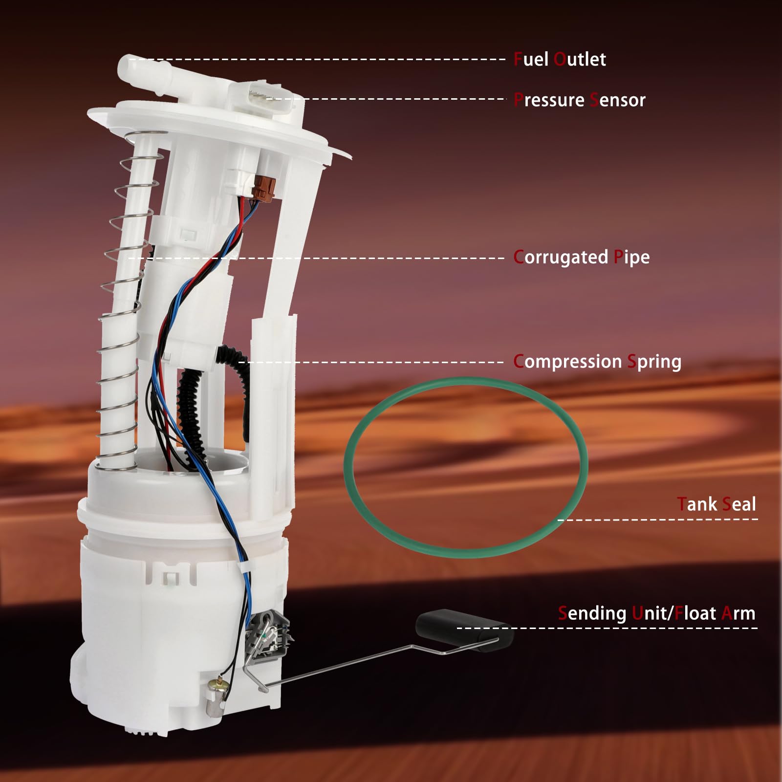 Electric Fuel Pump & Sending Unit Assembly - Compatible With 2005-2019 Nissan Frontier, Pathfinder, Xterra 2.5L 4.0L (Replaces E8743M)