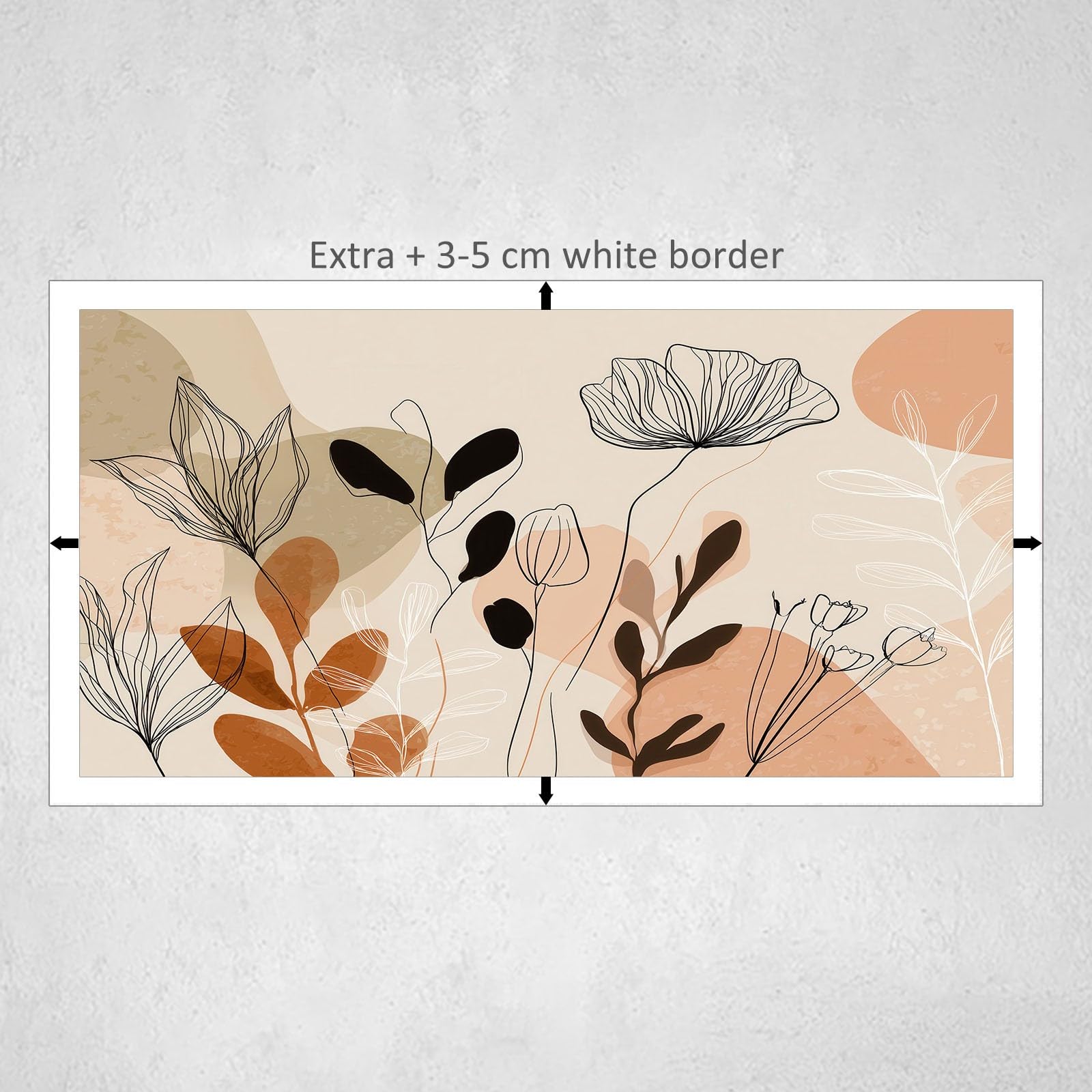 Generisch Bohème Botanisch Floral Modernes Leinwandbild 140L x 70B cm mit Rahmen, Minimalistisch XXL Wanddeko für Wohnzimmer Geschenk Idee Einzug - Hochwertiger Kunstdruck auf Holzrahmen