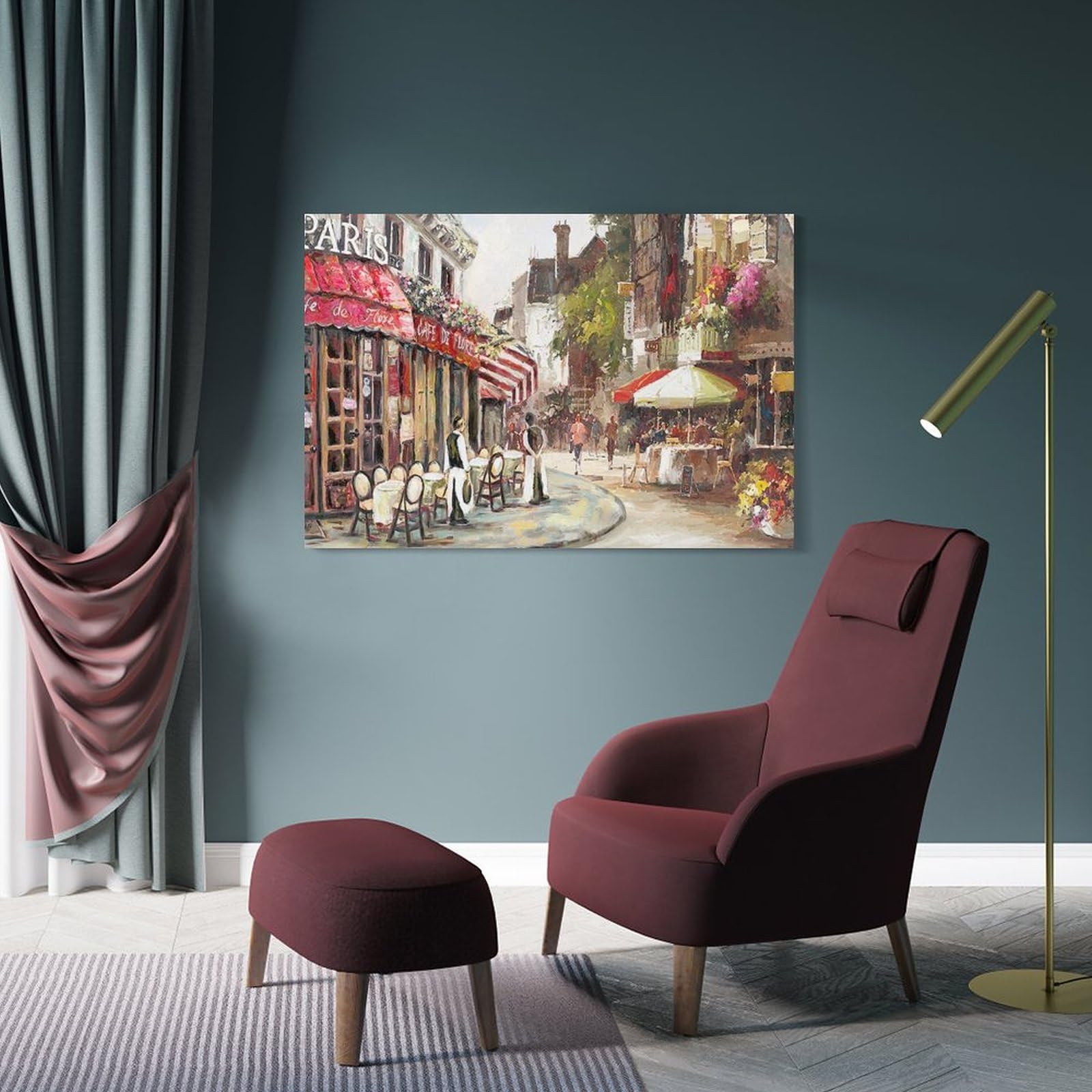 Amazon.co.jp: 現代の油絵ポスターヨーロッパのパリの町の風景