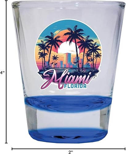 Miniatura 2 de R and R Imports Miami Florida B Souvenir - Vaso de chupito redondo de 1.5 onzas, color azul