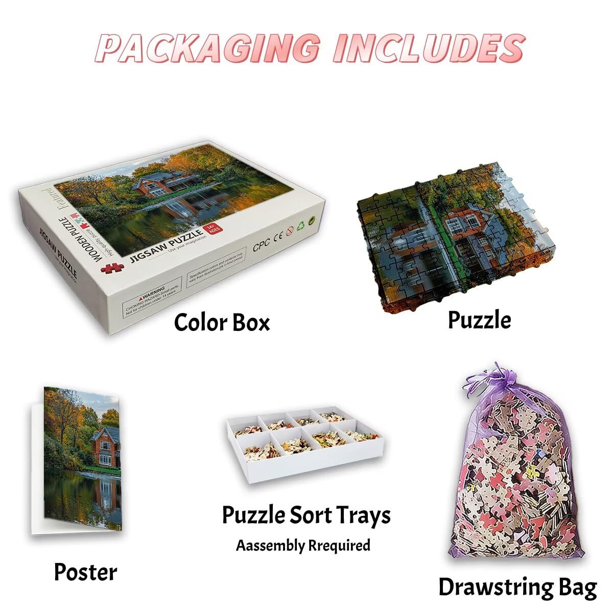 Puzzle 1000 elementów, las, 1000 elementów, puzzle z ekskluzywnym pudełkiem do pakowania, Impossible Klasyczne puzzle dla dorosłych, drewniane puzzle, kolorowa dekoracja, salon, prezenty dla mężczyzn