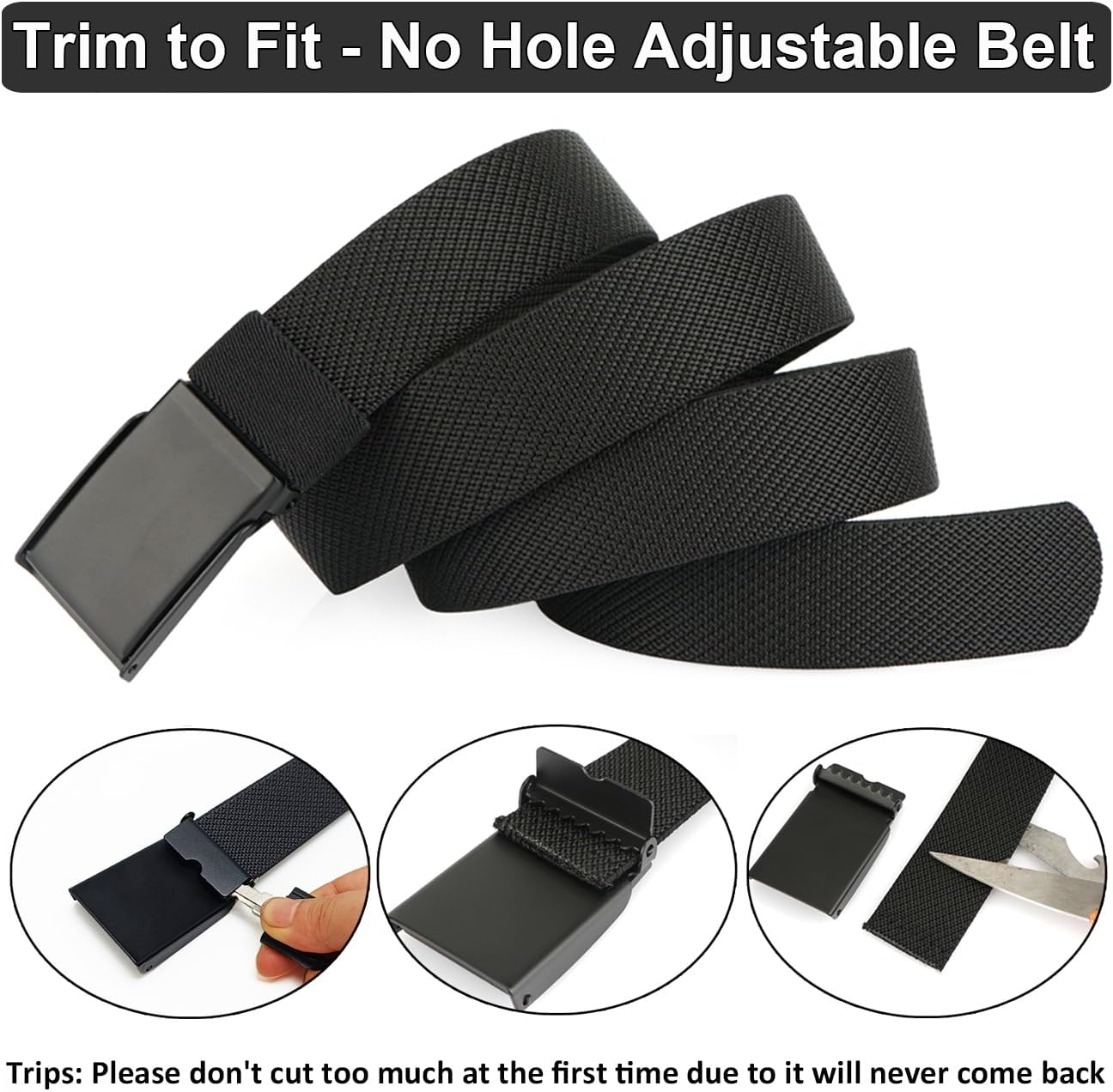 1.3” Men’s Stretch Belt, 2-Pack Flip-top Metal Buckle Golf Belt, Elastic Nylon Web Belt - Image 4