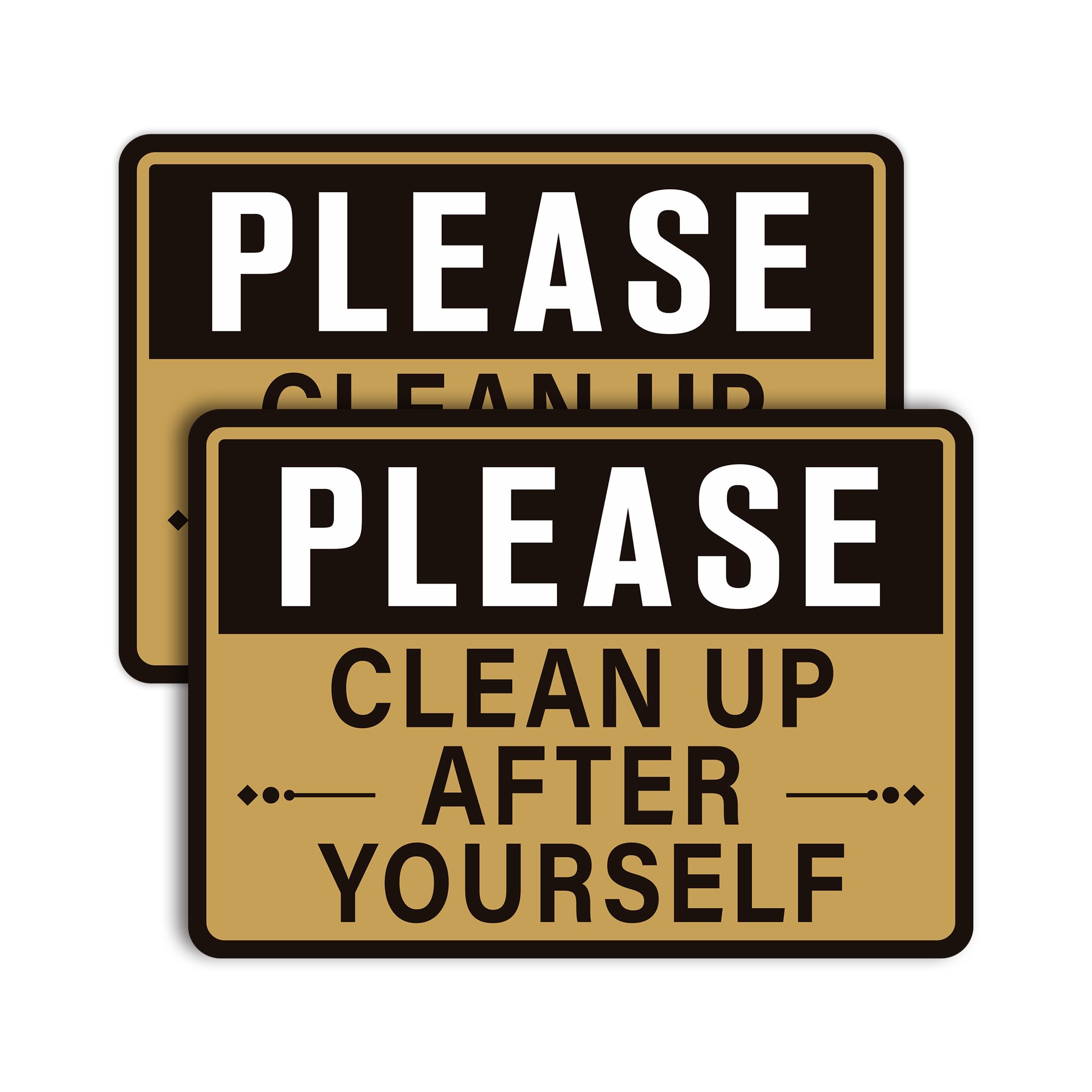 2PCS Please Clean Up After Yourself Sign for Bathroom and Kitchen，Self-Adhesive Waterproof Keep This Area Clean Rules Sticker for Home, Business,