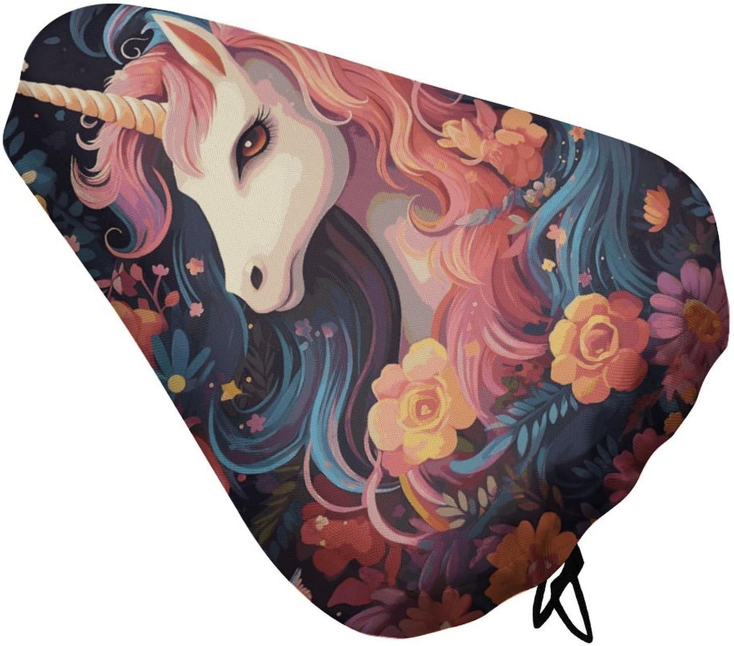 Cartoon Horse with Flowers Waterproof Bike Seat Cover with Drawstring