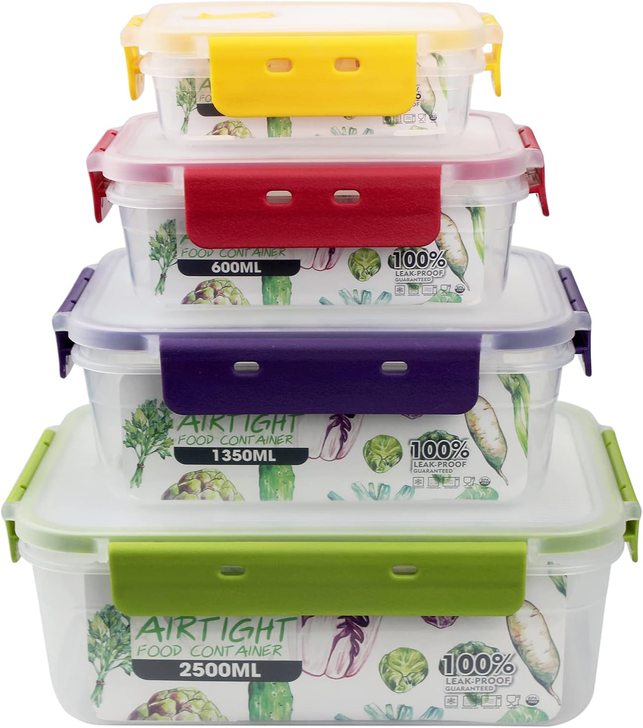 DONDON Fridge Food Storage Containers Vented Lids Stackable