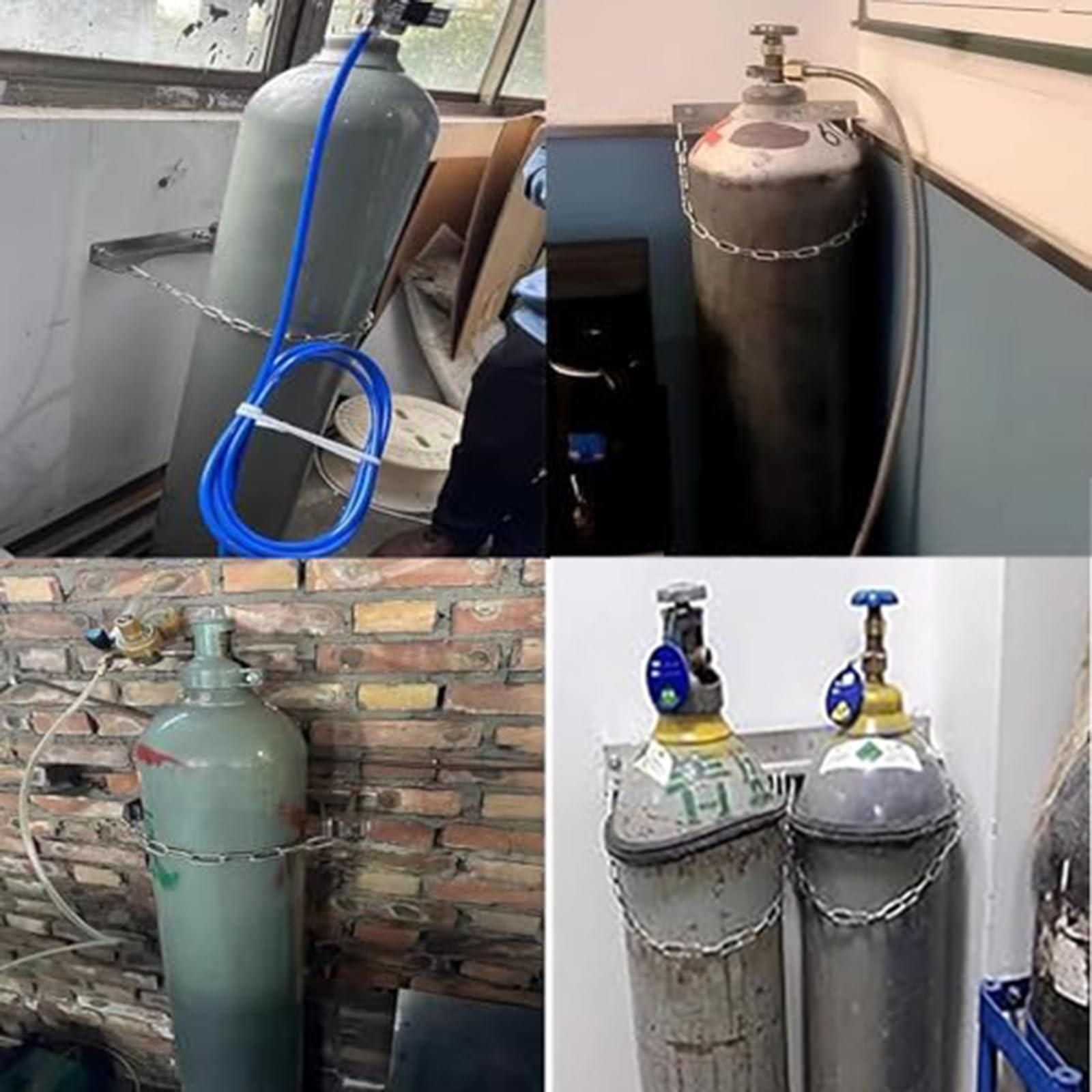 Generico Supporto per bombole di Ossigeno in Acciaio Inox - Resistente e Sicuro per Uso Interno/Esterno in ospedali, cliniche e fabbriche - Soluzione Ideale per Lo stoccaggio di apparecchiature Medic