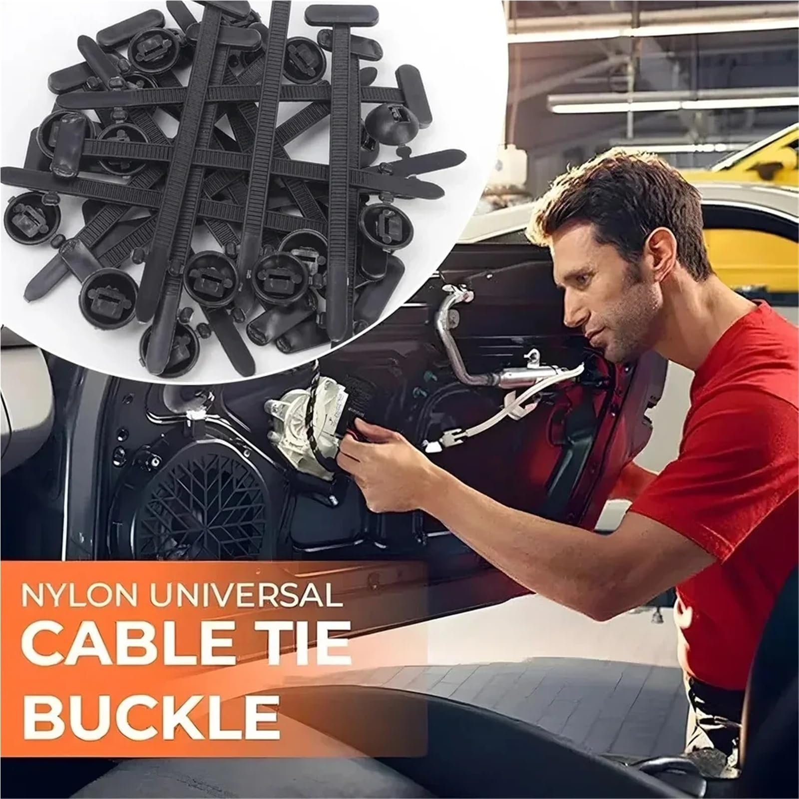 Fascette per cerniere da 1000 a 100 pezzi, autobloccanti, in nylon, universali, resistenti, con perno e bottone, cinghie di fissaggio per riparazione quotidiana dell'auto (1000 pezzi)