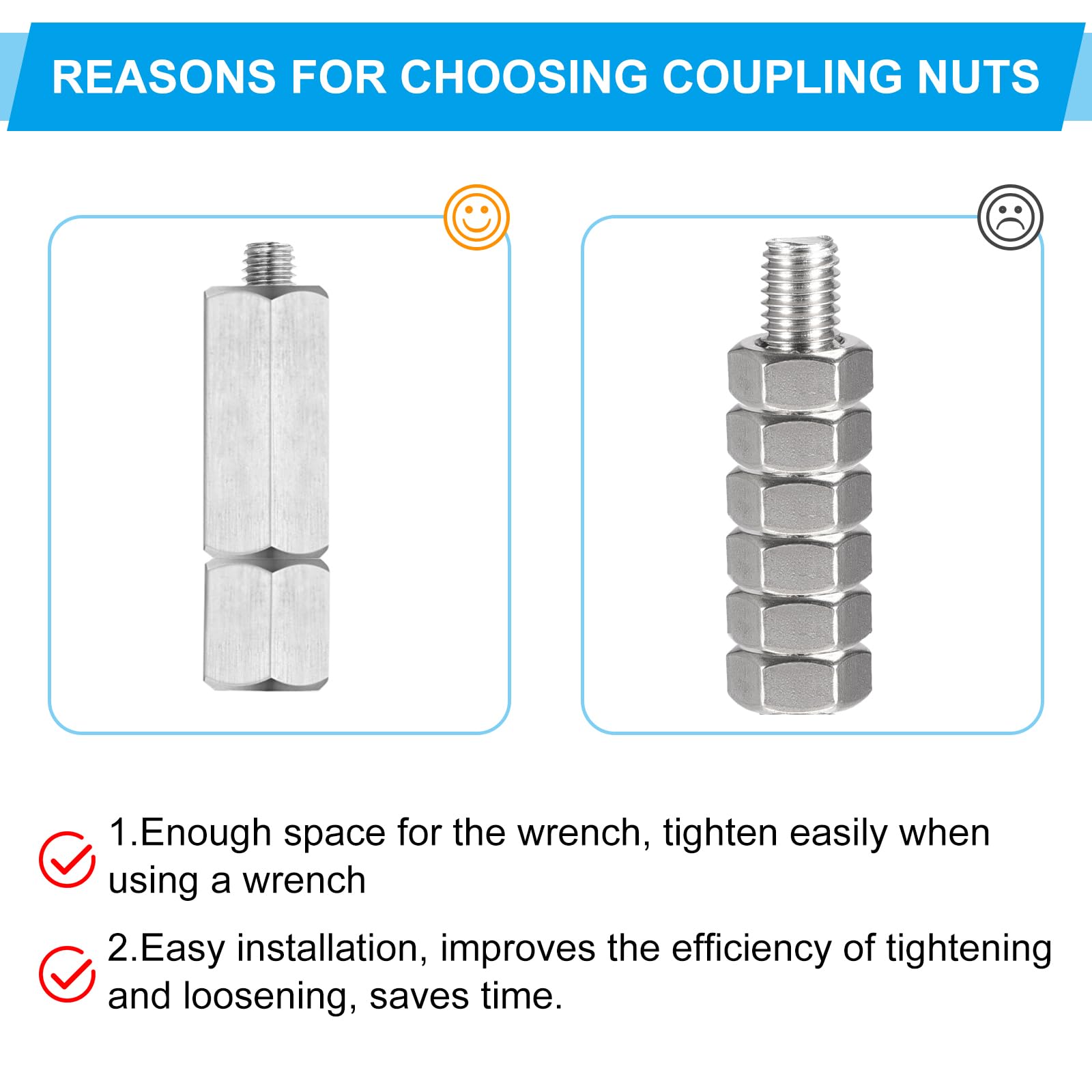 PATIKIL 6#-32 UNC 304 Stainless Steel Hex Coupling Nuts - Image 4