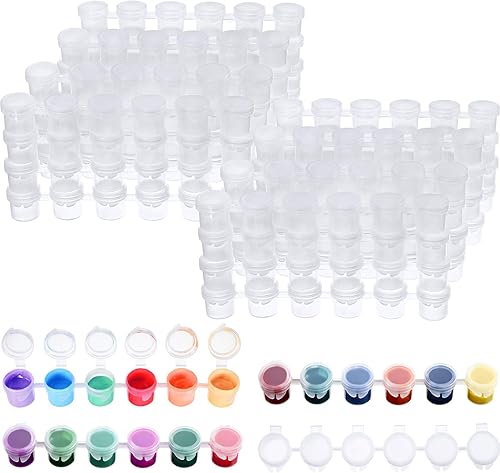 80 tiras de 480 macetas, tiras de pintura vacías, macetas de pintura, mini macetas de pintura, tiras de contenedores de almacenamiento transparentes