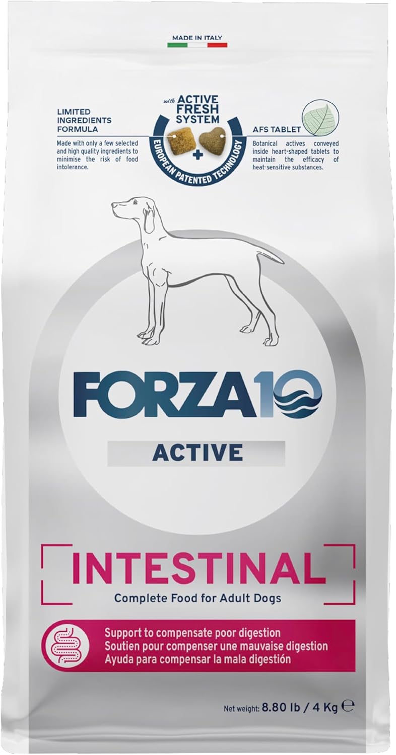 Forza10 Active Intestinal Dry Dog Food - 8.8 Pounds, Hydrolyzed Dog Food with Probiotics, Gastrointestinal Limited Ingredient Formula for Digestive Support and Sensitive Stomach, Fish Flavor