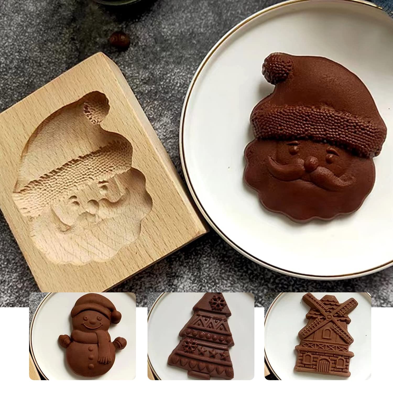 Molde de madera de la galleta, Cortador de moldes for galletas, Juego de invierno de cortadores de galletas navideñas, Moldes for galletas de madera(A)