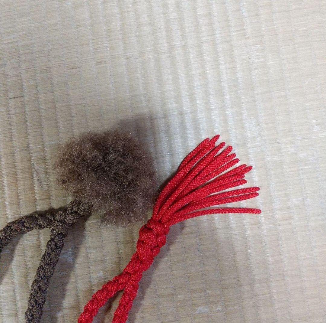 法螺貝袋中赤色七宝編み