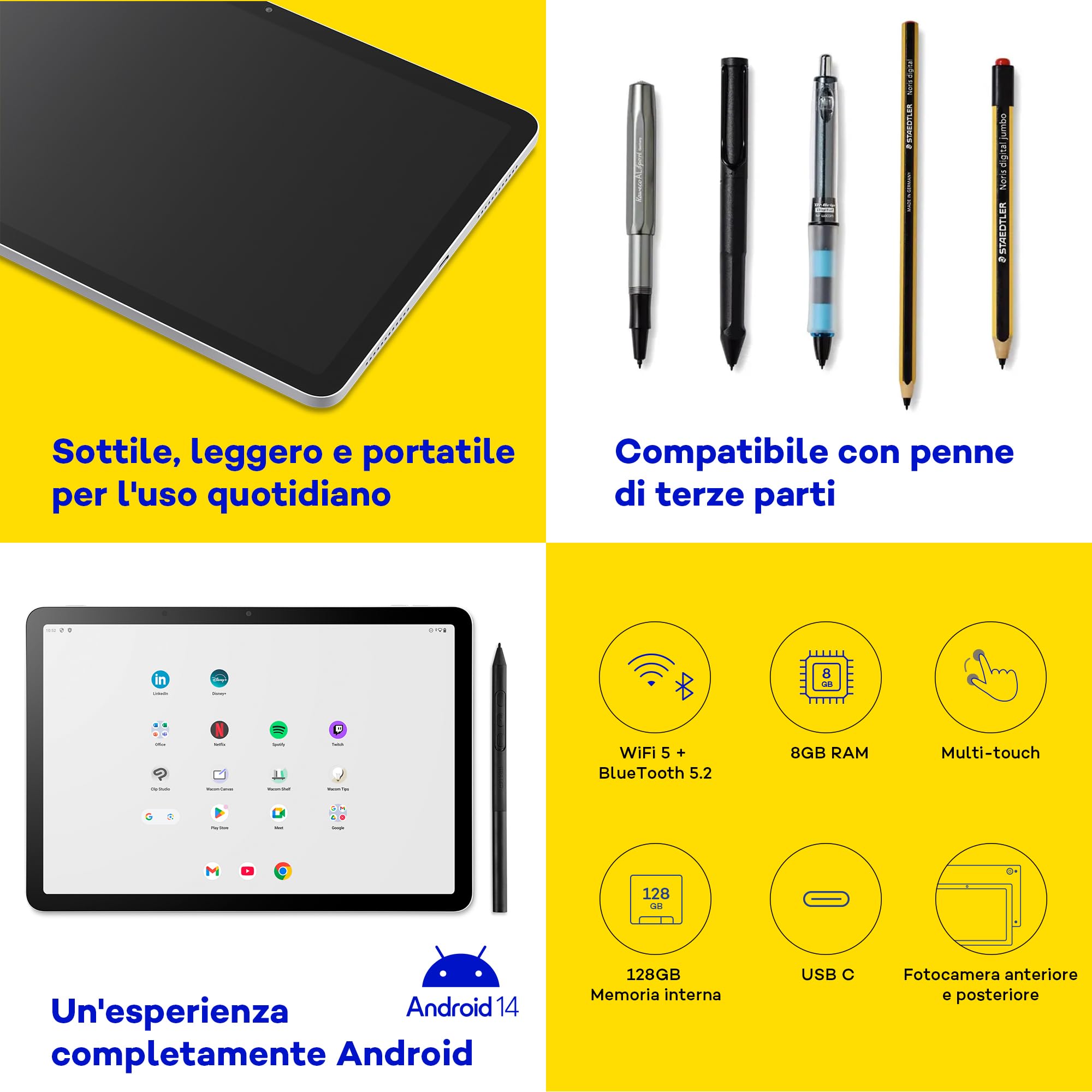 Wacom MovinkPad 11 Graphic Tablet, Android 14 (11″) Tablet for