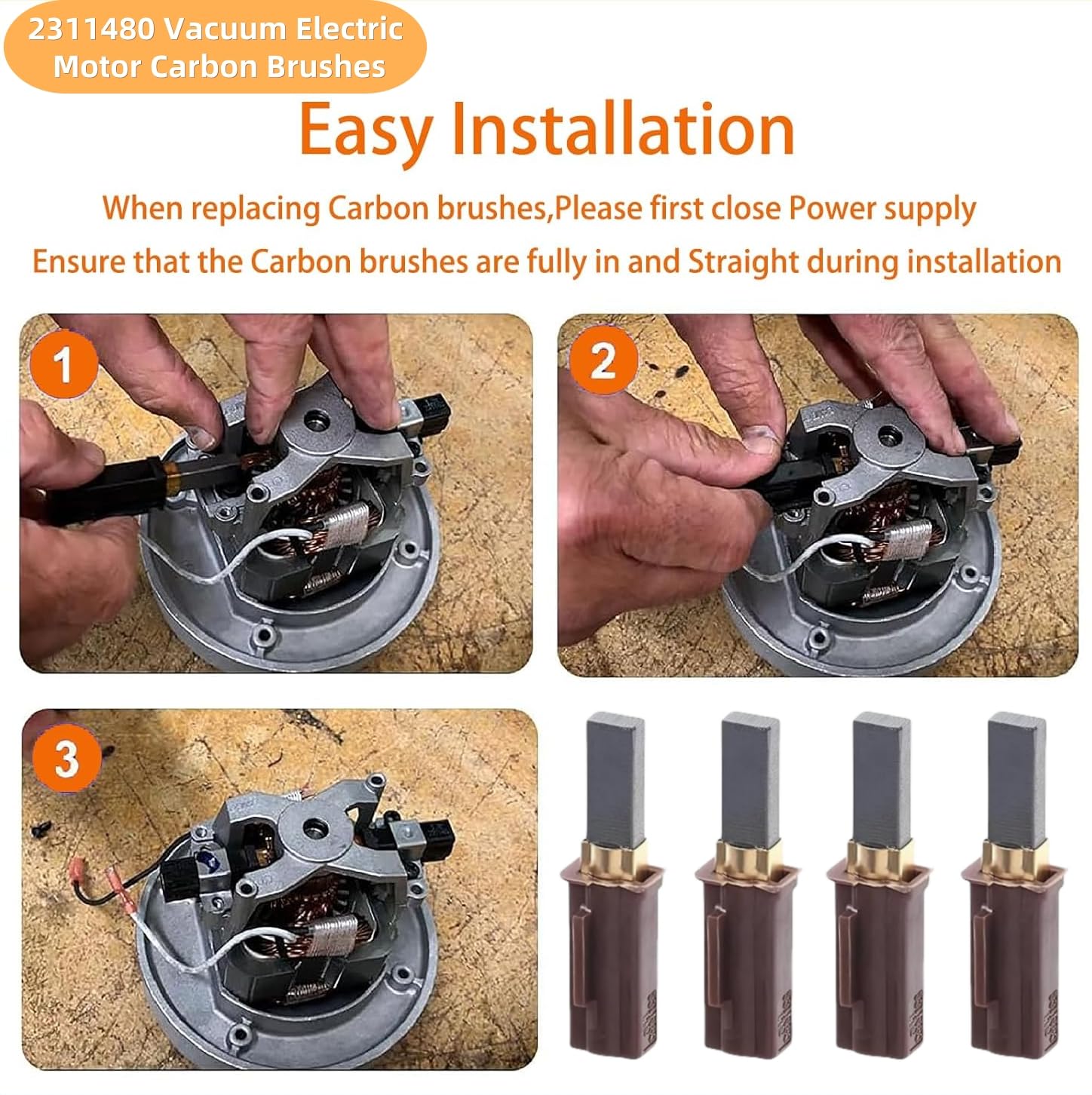 8 cepillos de carbono para motor de aspiradora 2311480 para Ametek Lamb 2311480, 333261 y 33326-1,2311480, 333261, 33326-1, y compatible con 115737, 115750, 116114-1 00, Etcc 31 mm x 11 mm x 6 mm con