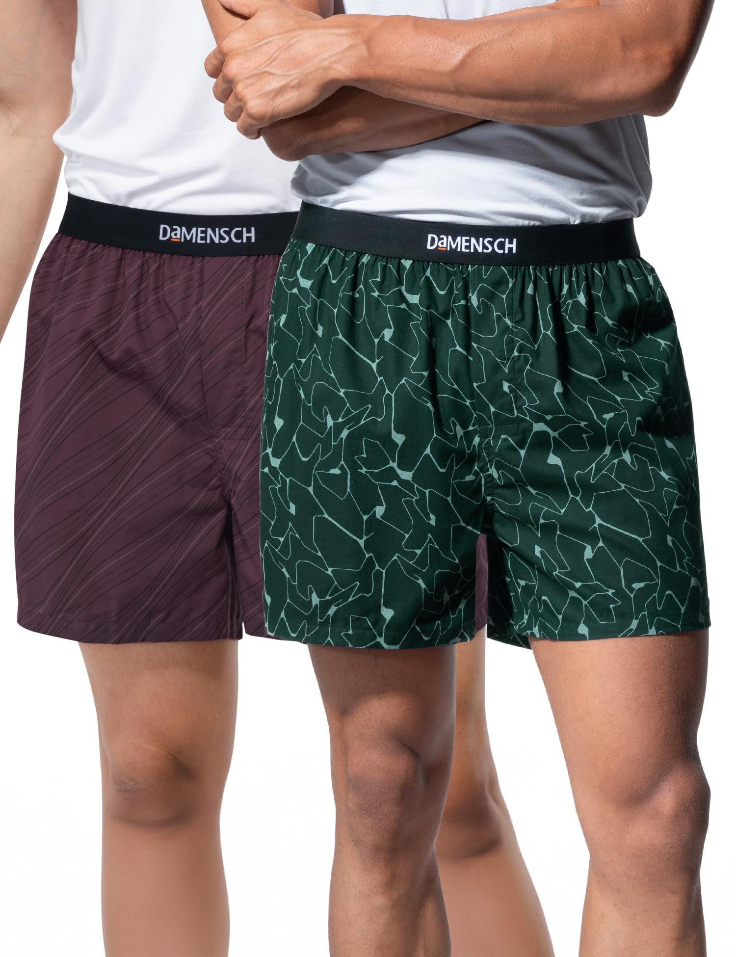 damensch Solid Breeeze Inner Boxers for Men, Ultra-Light Boxers, 100% Cotton Shorts Pant, Breathable Woven Inner Cotton Shorts for Men-Black Box, Plum Waves, Crackle Green-L-picture-34