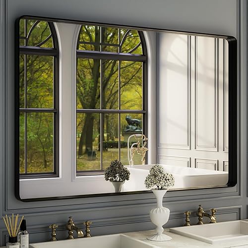 Miniatura 47 de ISKM Espejo con marco plateado para pared de 20 x 16 pulgadas, espejo de tocador de baño antioxidante, vidrio templado, espejo rectangular