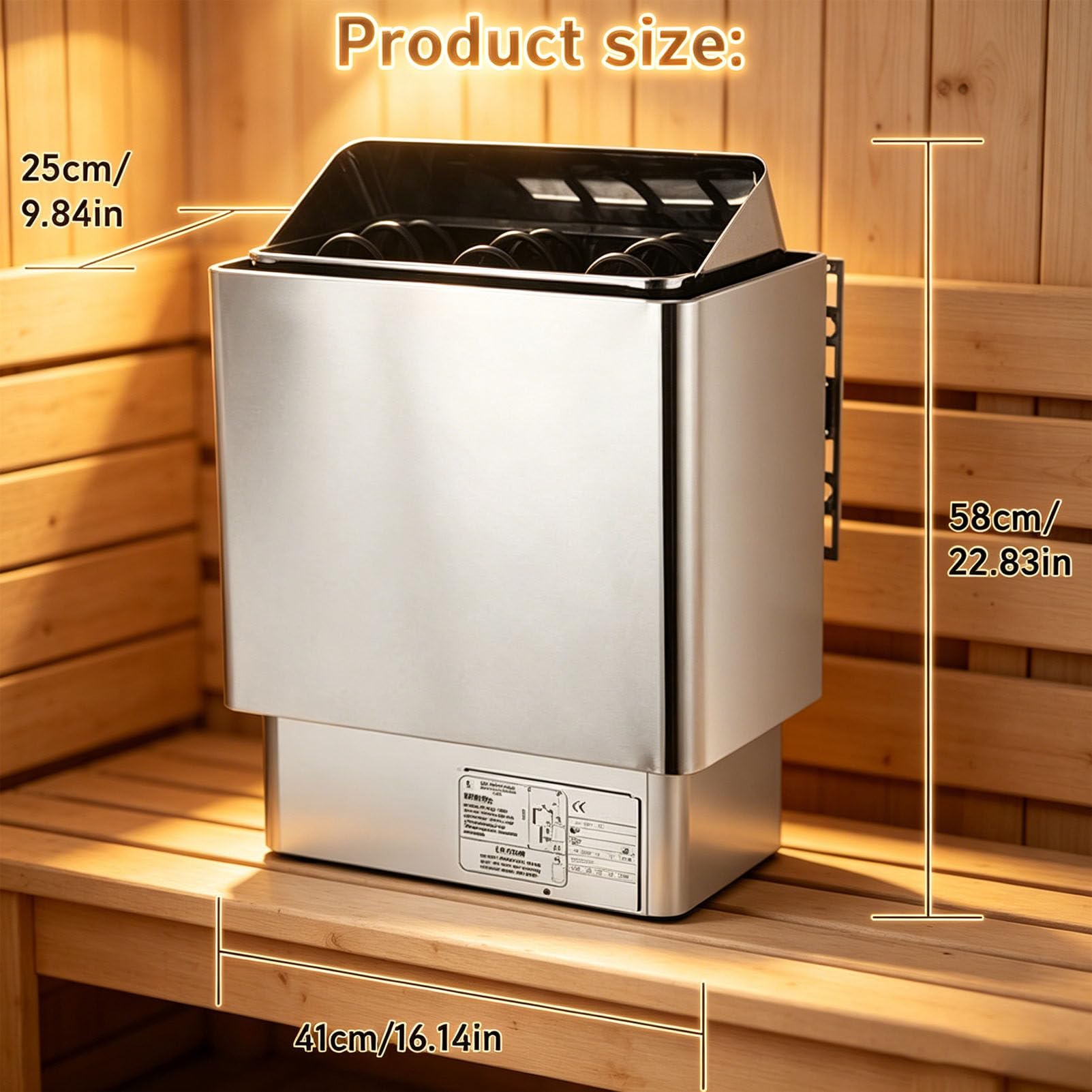 Poêle de Sauna électrique en Acier Inoxydable, poêle de Sauna Sec/Vapeur avec contrôleur Externe pour Salle de Vapeur sèche, idéal pour Les spas et espaces de Bien-être à Domicile 220V-6KW