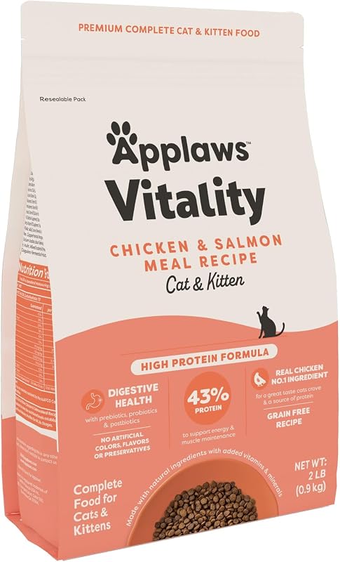 Ração Seca para Gatos Applaws Vitality com Frango e Salmão, Sem Grãos, 939 g