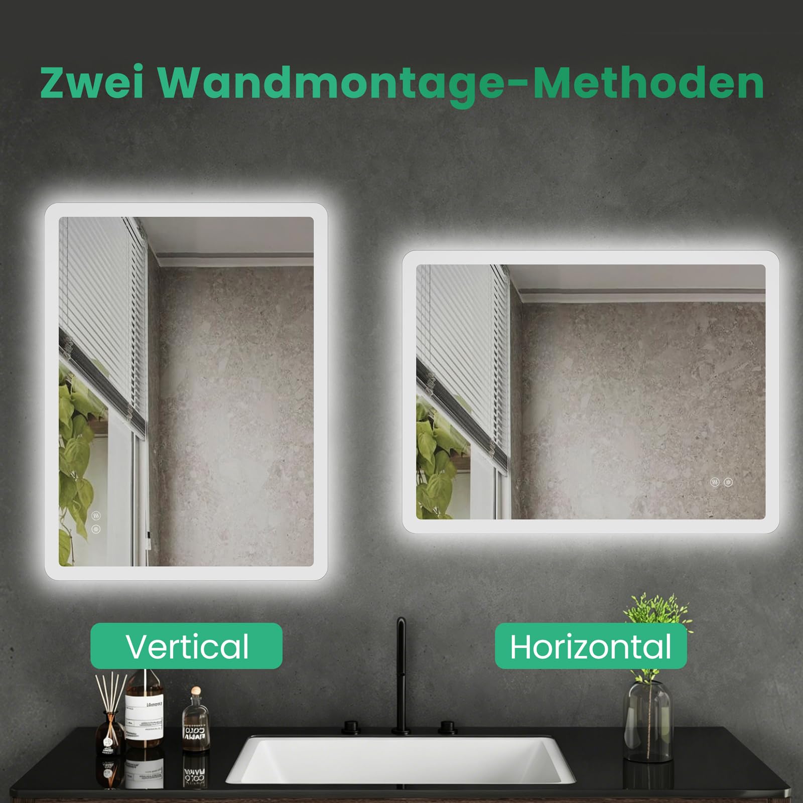 Cozynest Badezimmerspiegel mit Beleuchtung 80x60cm Rechteckig Badspiegel LED Spiegel Badezimmer Wandspiegel Touchschalter mit 3 Lichtfarben Dimmbar,Speicherfunktion, IP44 Wasserdicht,Energiesparend