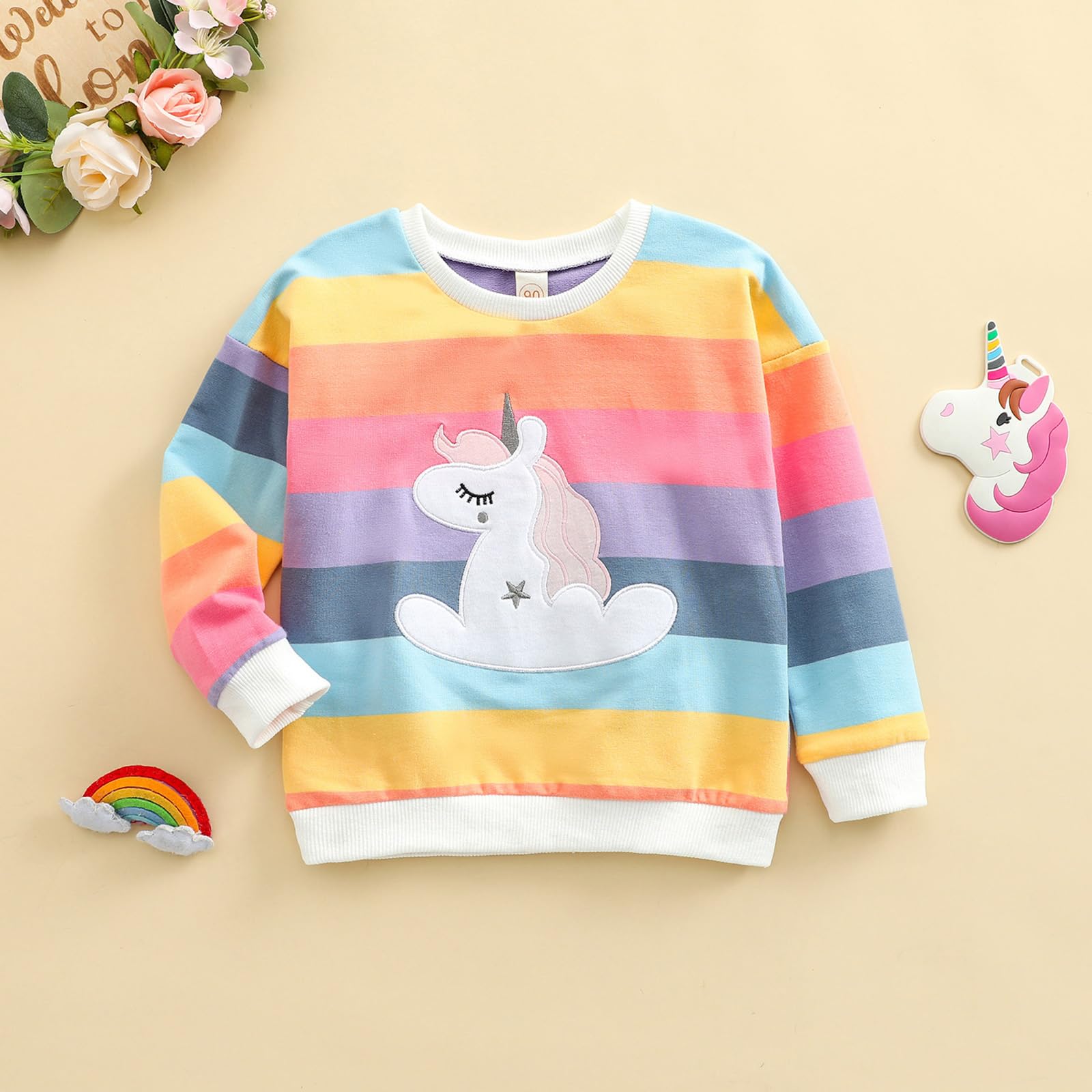 Baby Sweatshirt Weihnachten Langarmshirt Jungen Mädchen Winter Weihnachtsmann Fleecepullover Mädchen Einhorn Santa Print Baumwolle Sweatshirt 12-24 Monate Mehrfarbig Einhorn