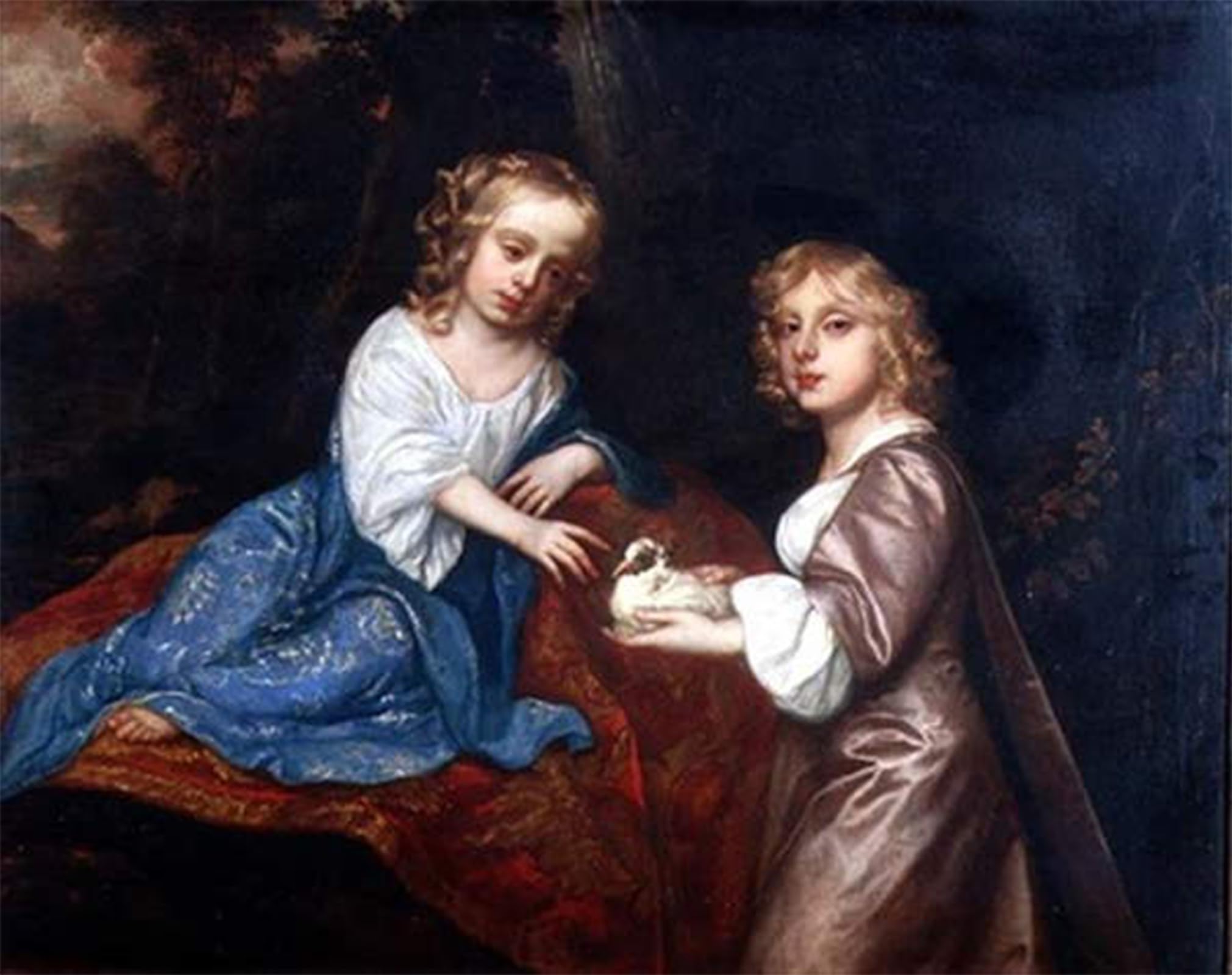 MVOVZQCV Famous Prints Picture portrait painting Double Portrait of Charles Dormer Viscount Ascott and His Sister Lady Elizabeth Dormer by Peter Lely Classic Canvas Paintings for Home Decor 60x90cm