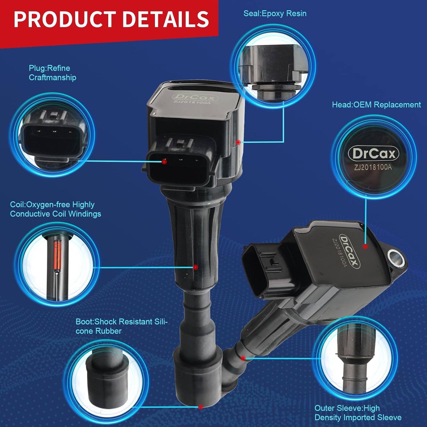 OEM Ignition Coil UF655 ZJ2018100A Compatible with Mazda 2 2011-2014 1.5L L4-1 Pack