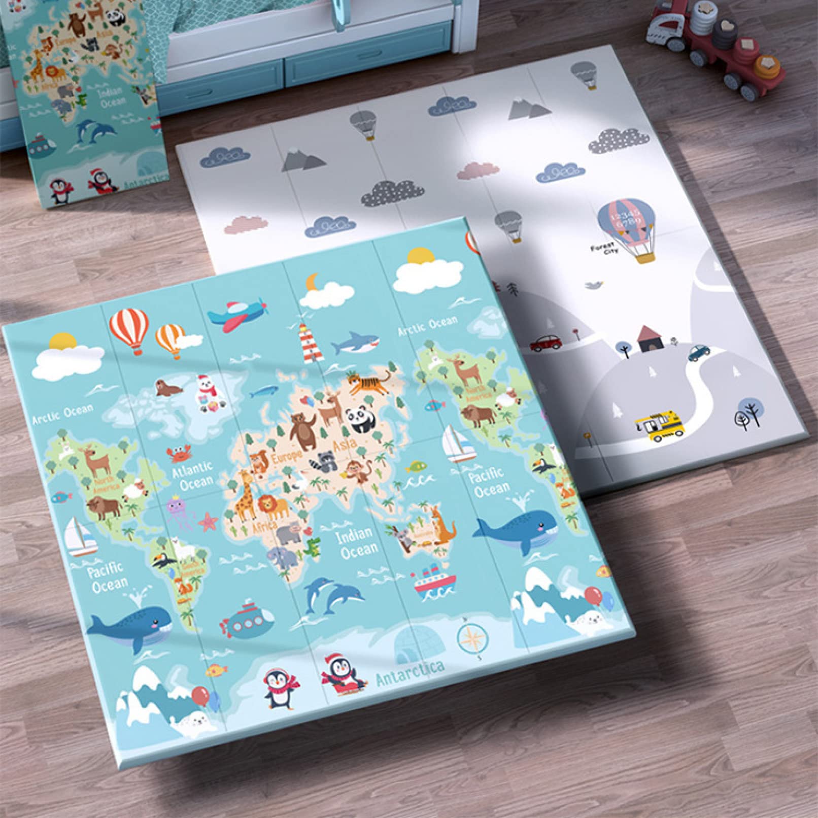 Amazon.co.jp: ベビーマット 200*180*2cm 折り畳み式 キッズ用プレイ