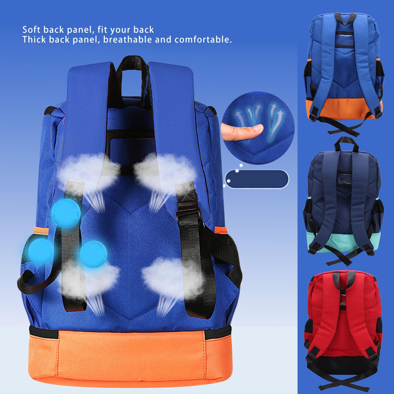 BTSEURY Sports Backpack, Basketball Backpack with Shoe Compartment, Oxford Cloth Breathable Soccer Backpack Sports Bag for Outdoor Volleyball Football (Ball size 6)