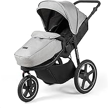 Ickle Bubba Venus Max Jogger Stroller (Grey) – from Birth to 22kg (Approx. 4 Years), All-Terrain Three-Wheel Pushchair, Air-Filled Tyres, UPF 50+ Hood, Footwarmer, Raincover