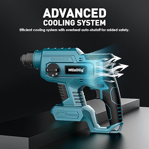 Miniatura 3 de Taladro de martillo giratorio de 78" para Makita Batería de 18V SDS-Plus Taladro inalámbrico con embrague de seguridad para mampostería de hormigón,