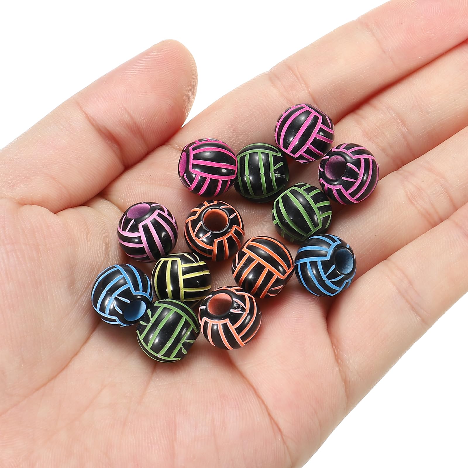 PATIKIL 12mm Mixed Color Acrylic Round Sports Beads, 60 Pack, Volleyball Beads, Craft Bead, Mixed colors - Image 4