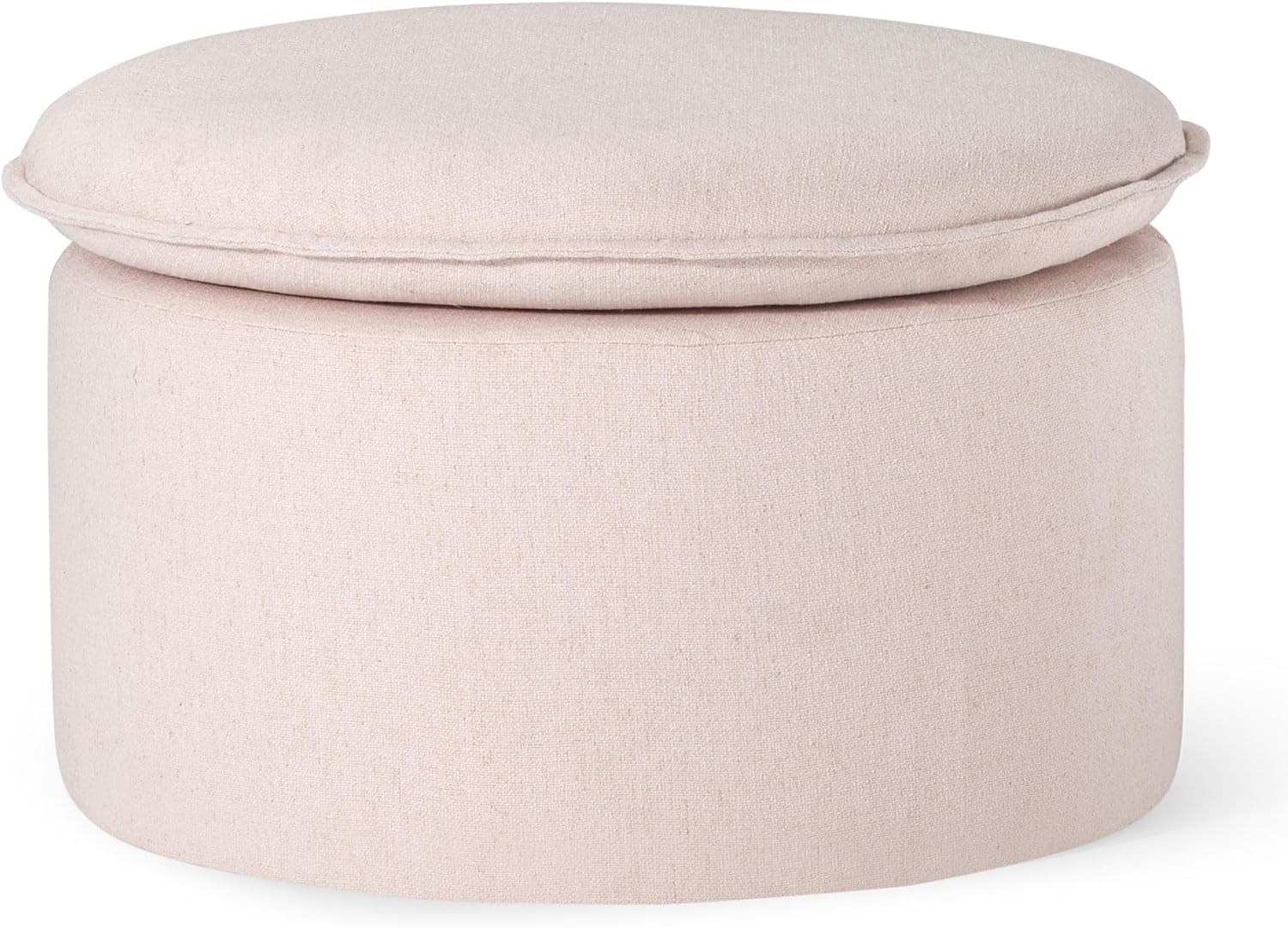 Maven Lane Lyra Contemporary Large Round Upholstered Ottoman, Cushioned Footrest for Living Room Couch, Chair, or Dorm Room in Clay Fabric Upholstery