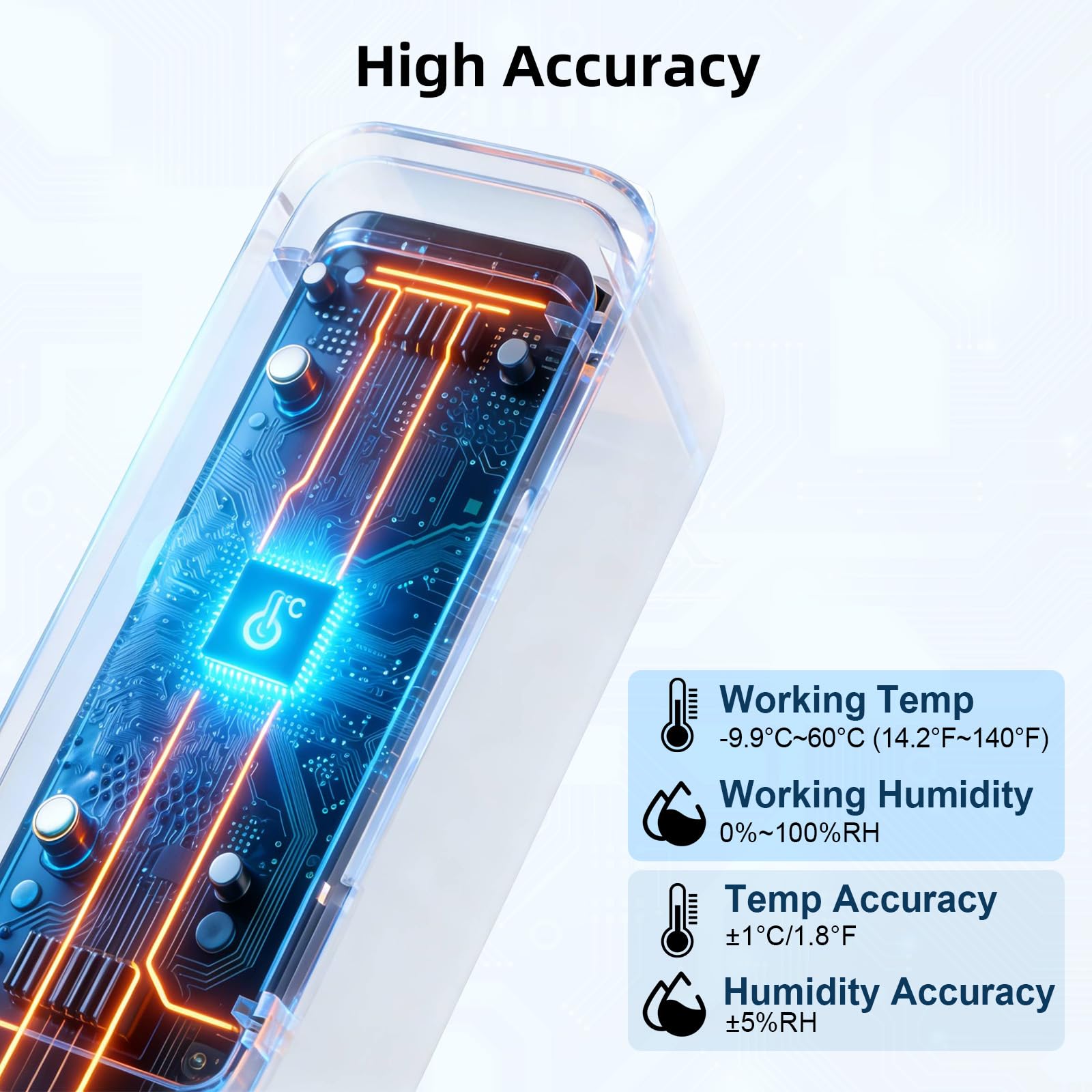 Sensor Zigbee de Temperatura y Humedad IP65 con LED, Interior y Exterior ﻿ | Pack de 2, Termómetro Higrómetro Digital, Compatible con Alexa, para Hogar, Invernadero y Bodega (Requiere Hub Zigbee 3.0)